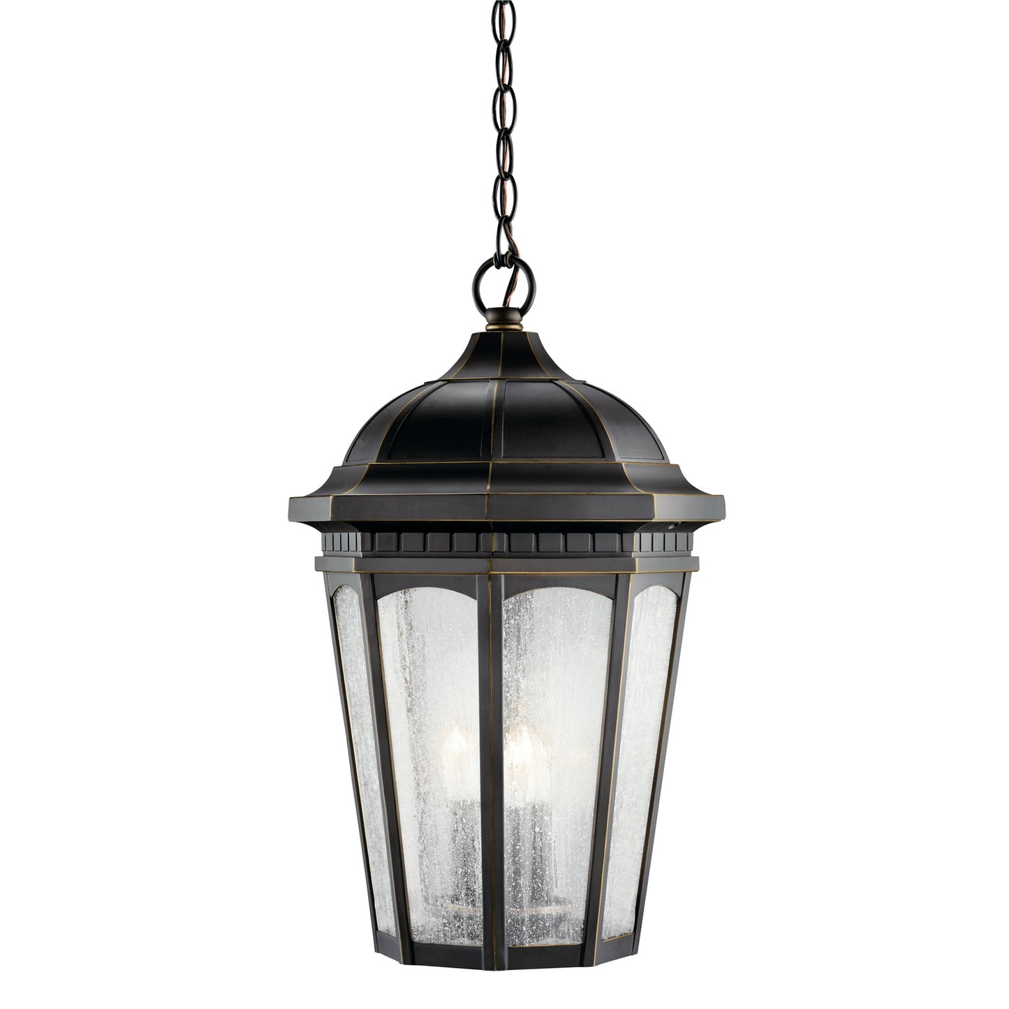 Courtyard Three Light Outdoor Pendant in Rubbed Bronze
