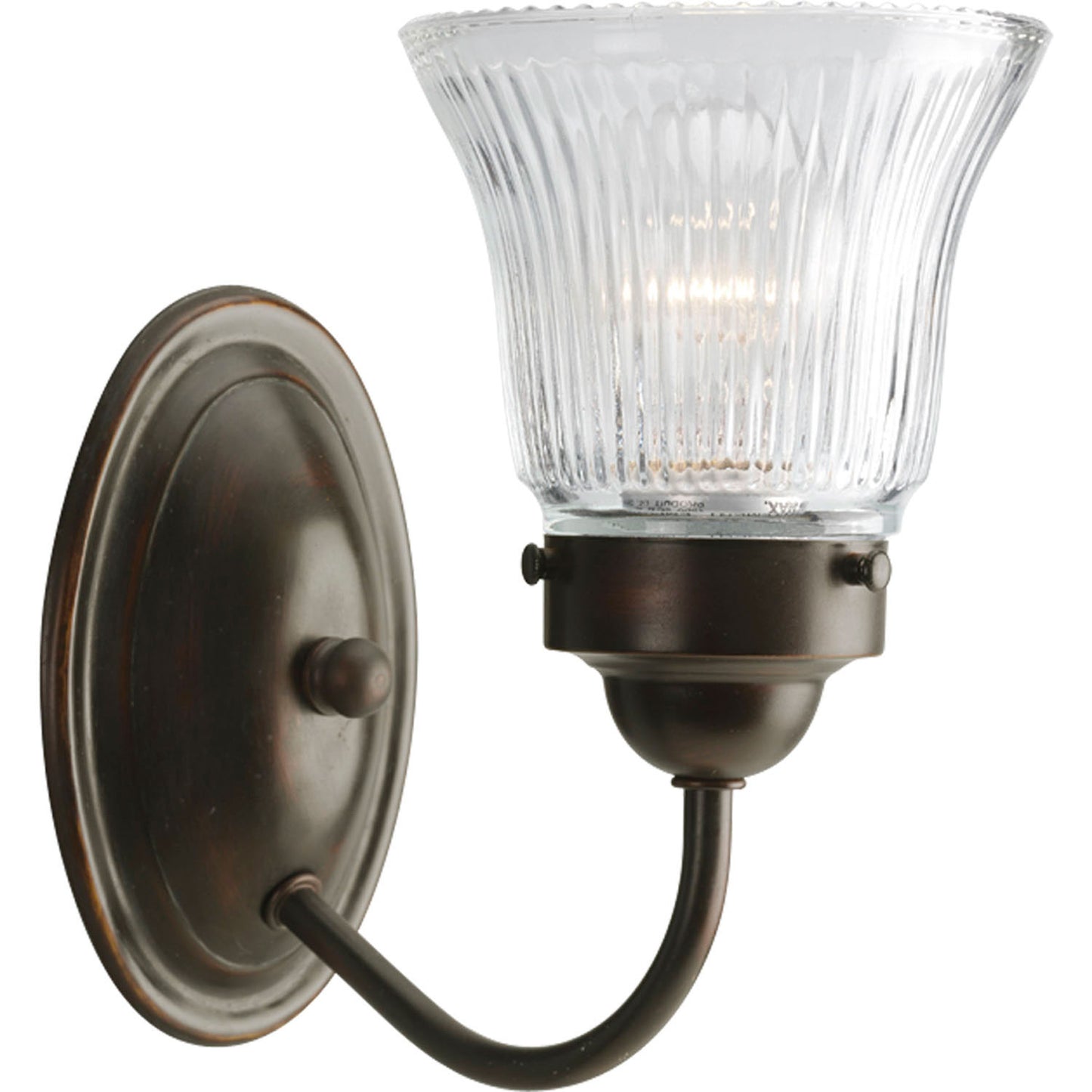 Economy Fluted Glass One Light Bath Bracket in Antique Bronze