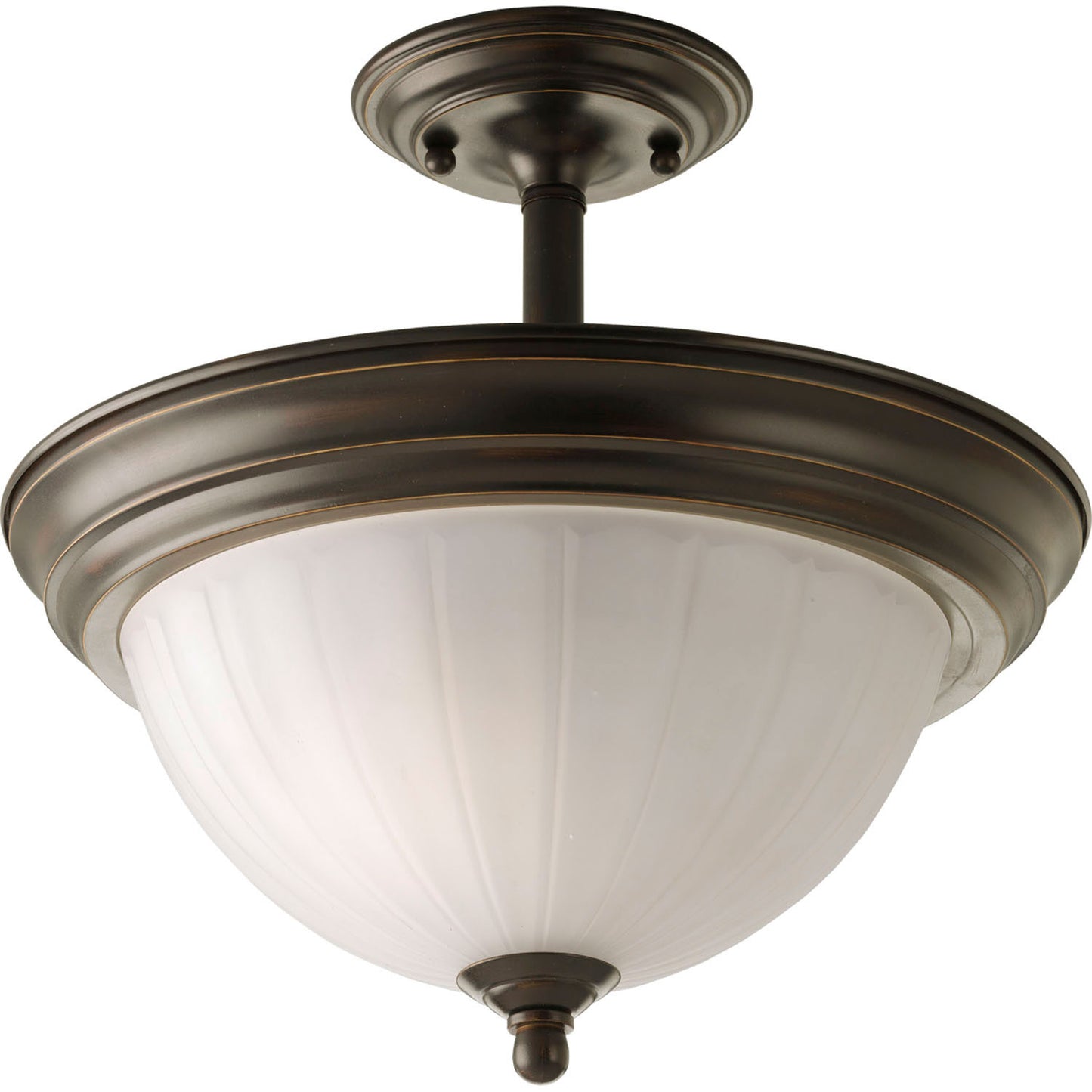 Melon Glass Two Light Semi-Flush Mount in Antique Bronze