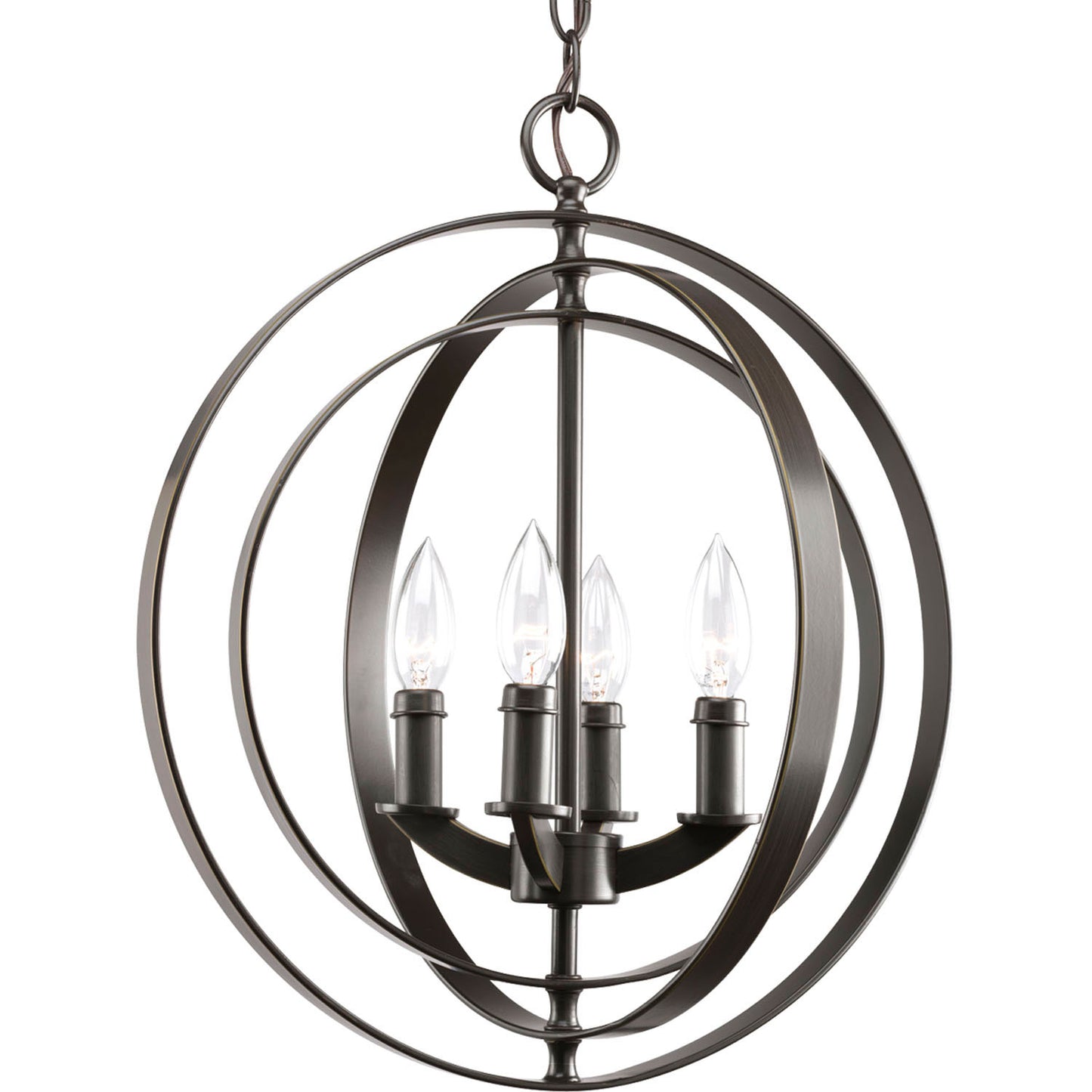 Equinox Four Light Foyer Pendant in Antique Bronze