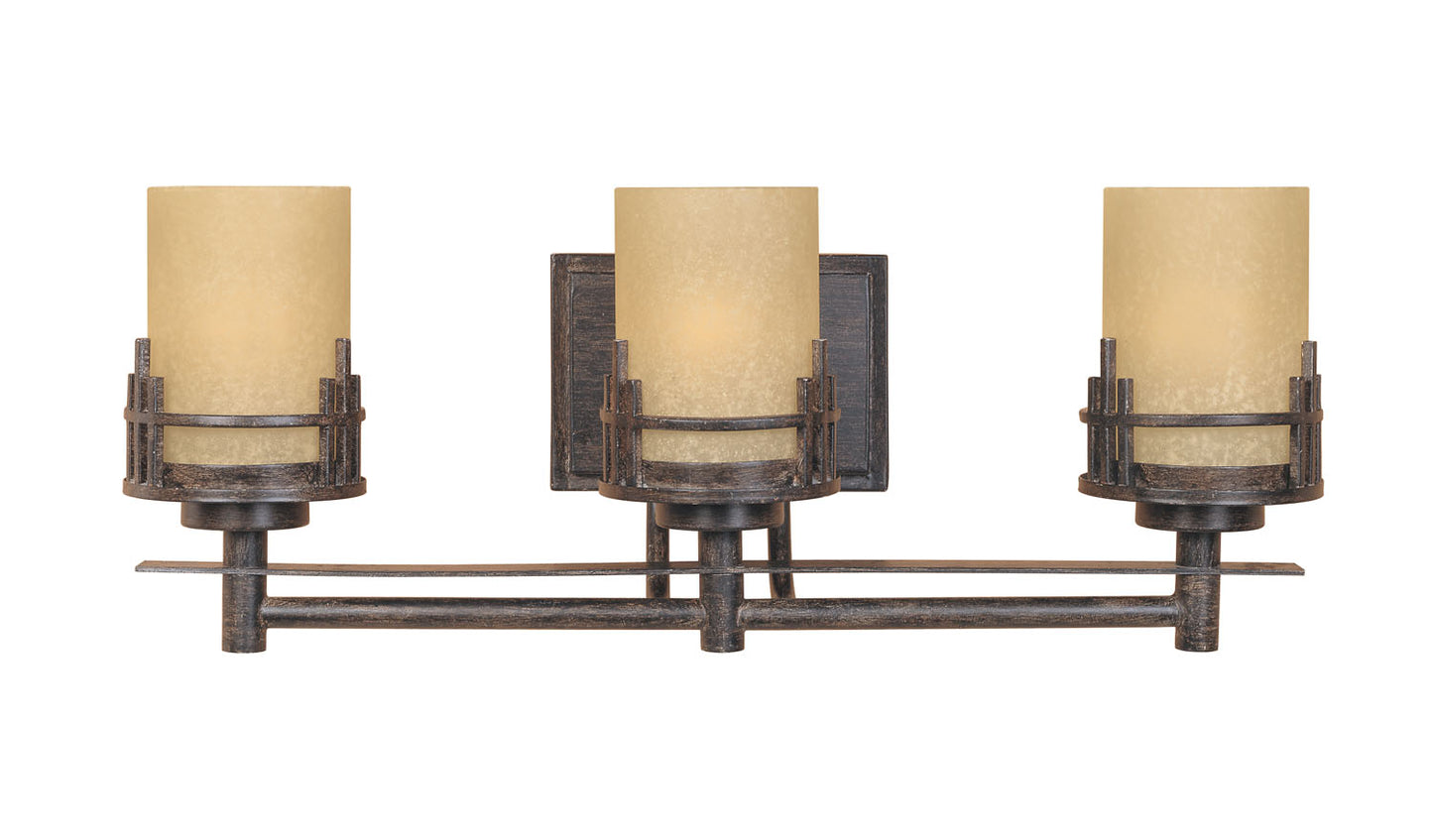 Mission Ridge Three Light Bath Bar in Warm Mahogany