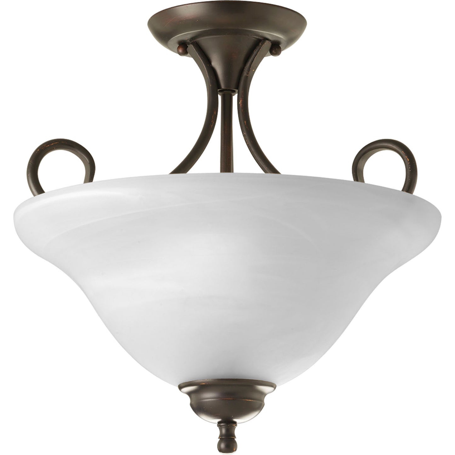 Bell Glass - Alabaster Two Light Flush Mount in Antique Bronze