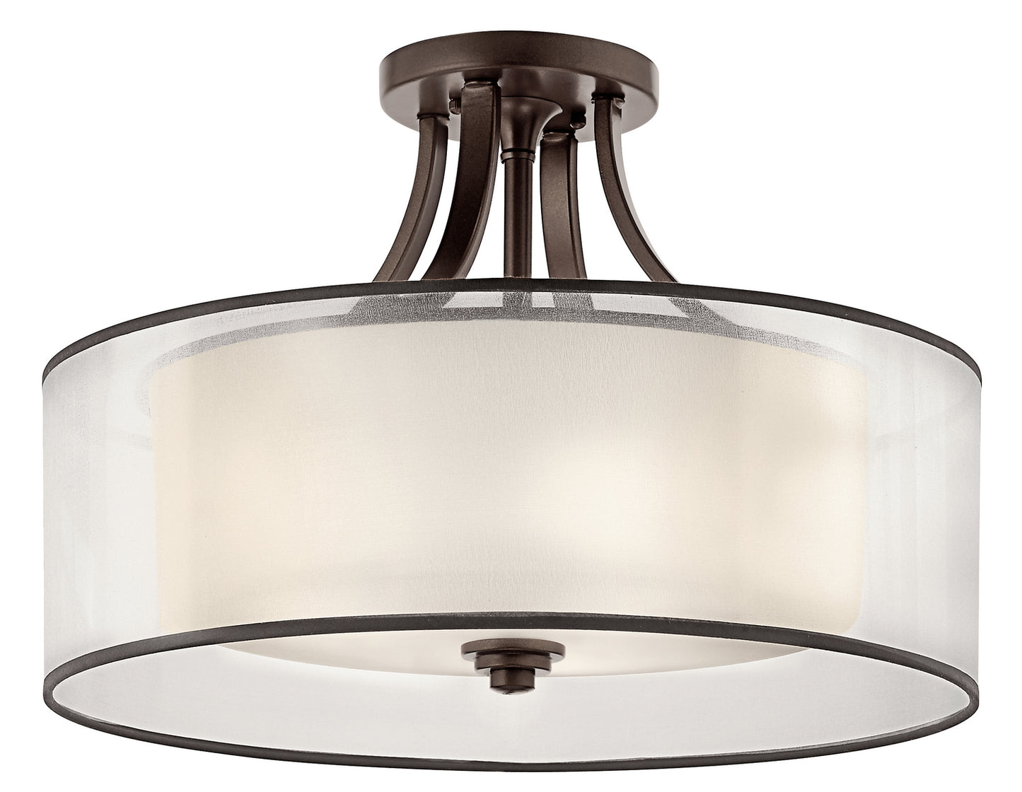 Lacey Four Light Semi Flush Mount in Mission Bronze