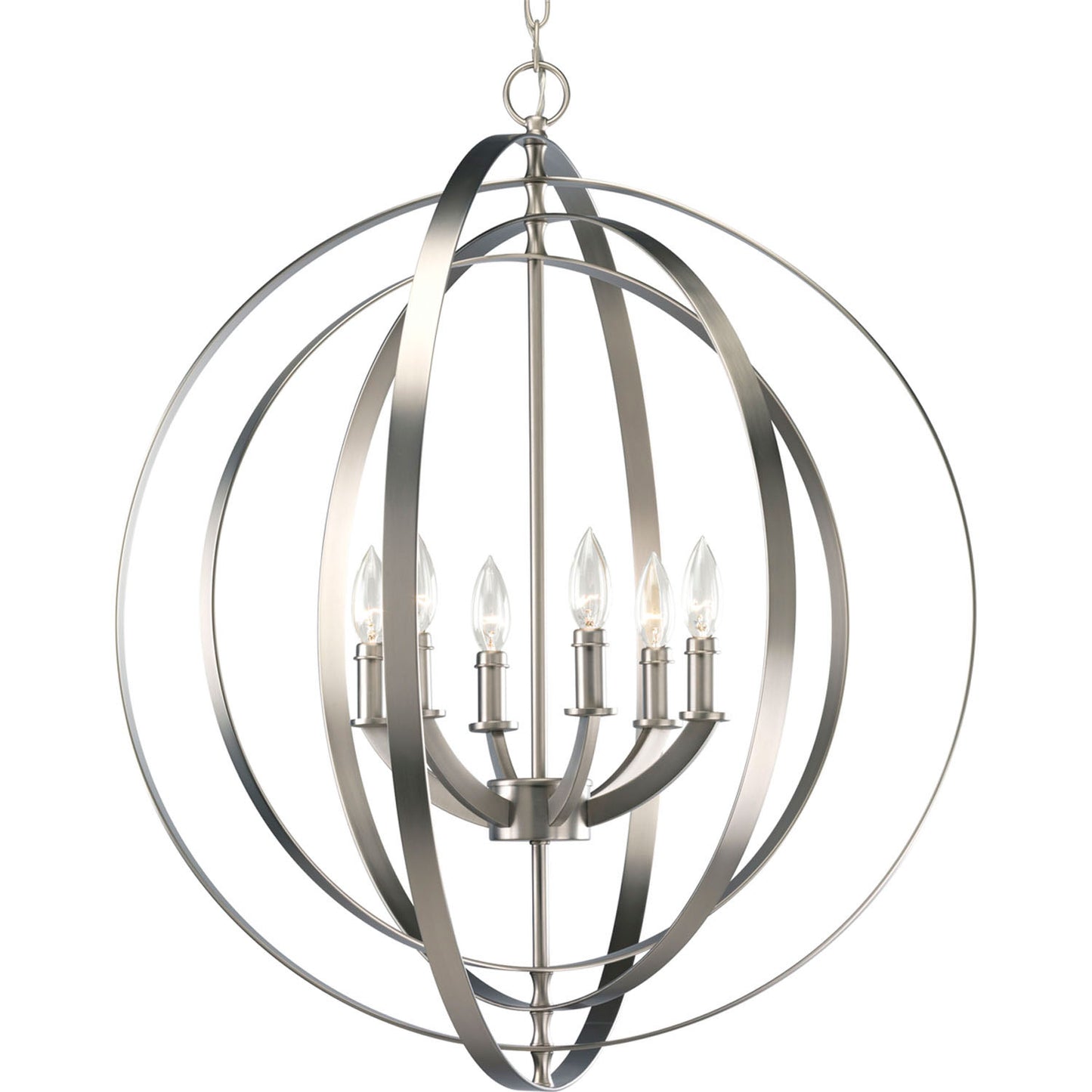 Equinox Six Light Foyer Pendant in Burnished Silver