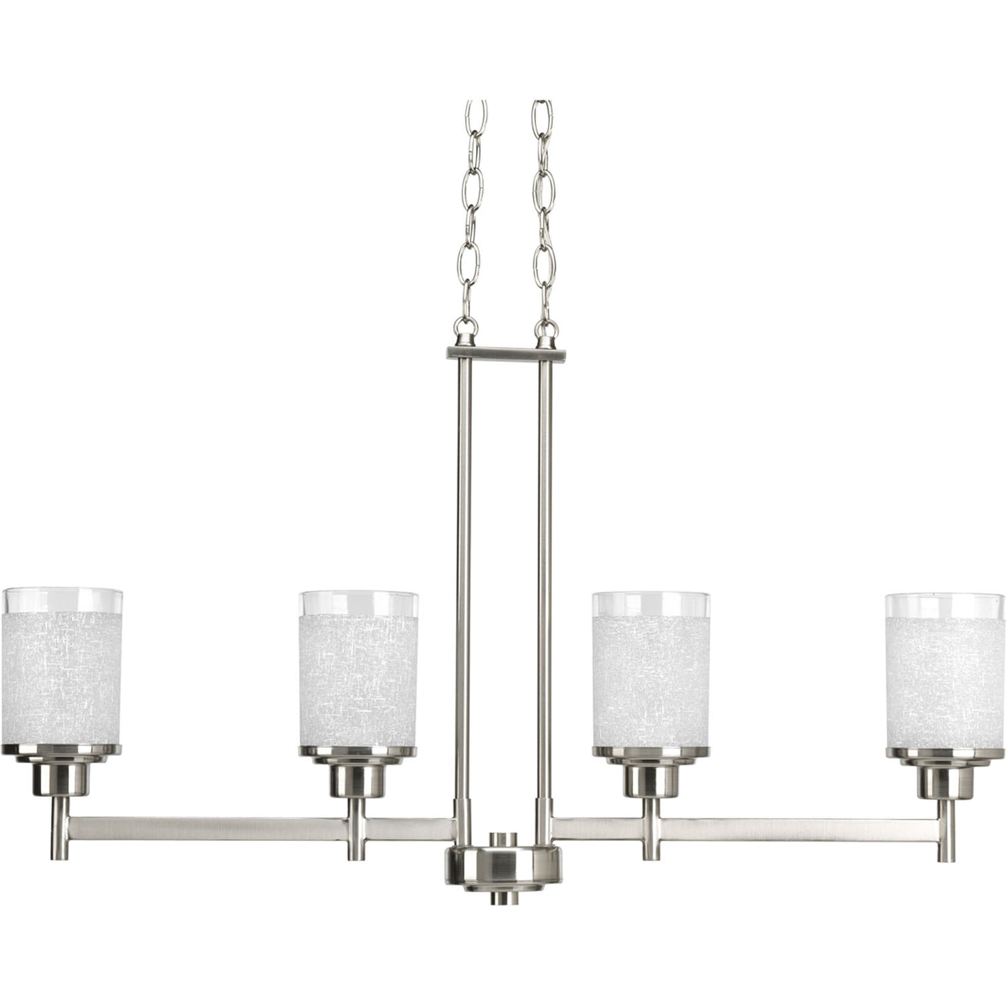 Alexa Four Light Linear Chandelier in Brushed Nickel