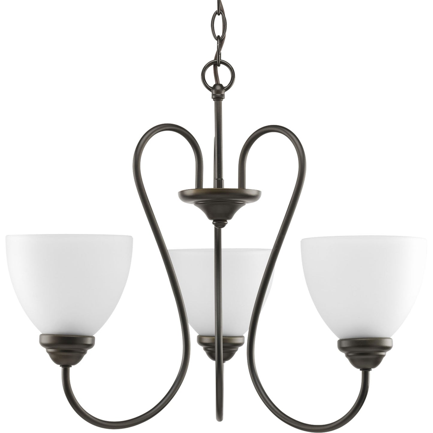 Heart Three Light Chandelier in Antique Bronze