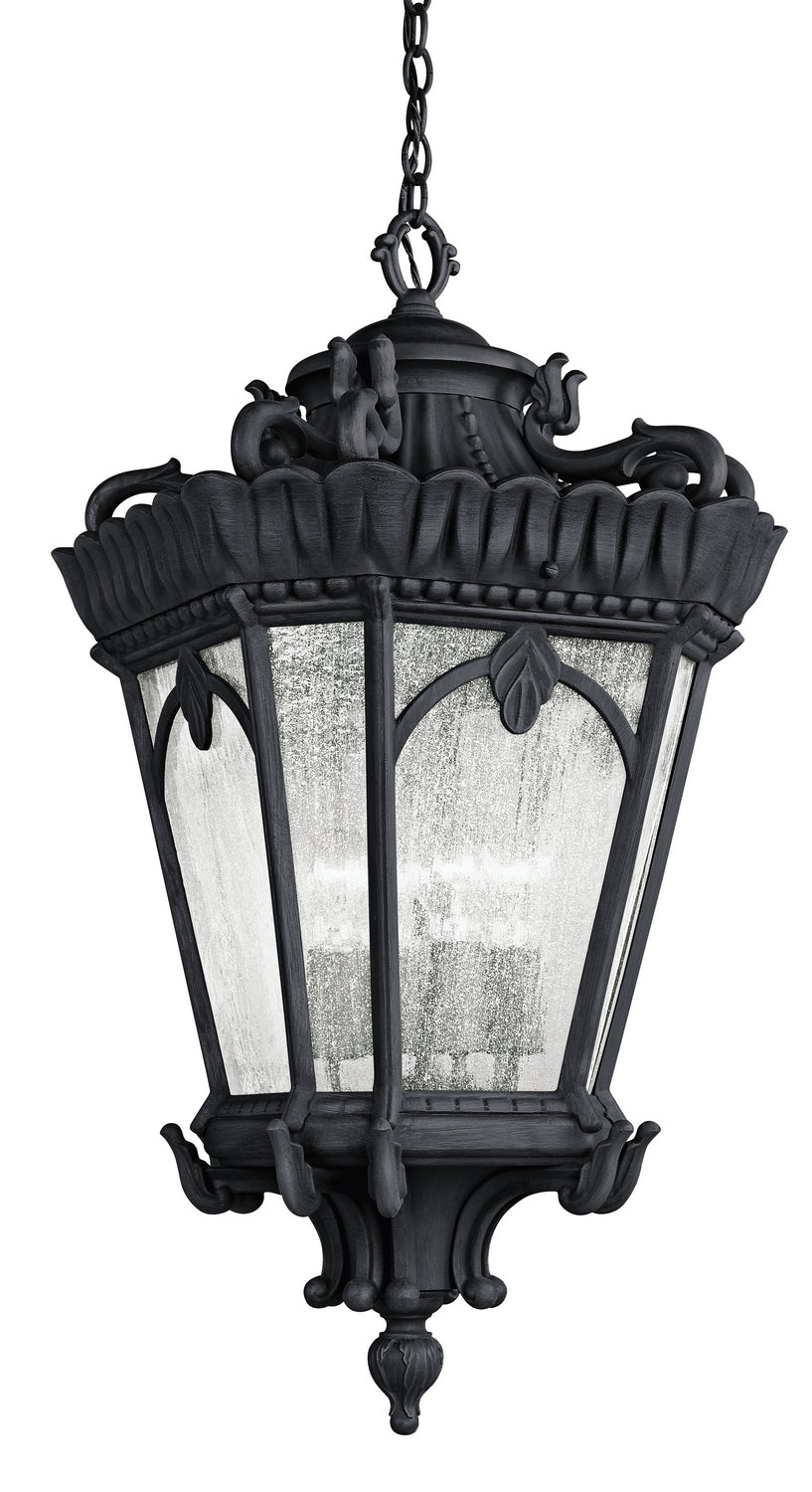 Tournai Four Light Outdoor Pendant in Textured Black