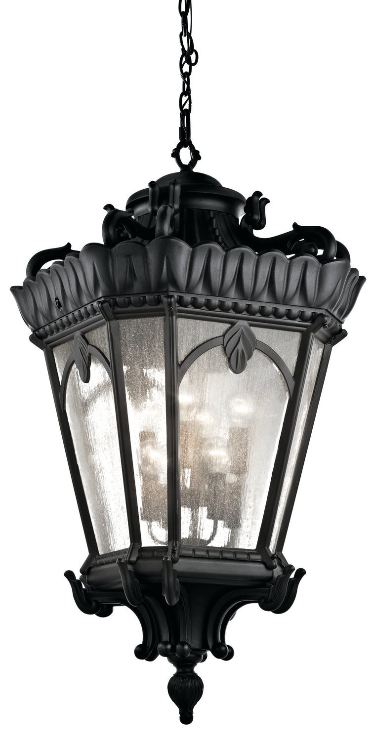 Tournai Eight Light Outdoor Pendant in Textured Black