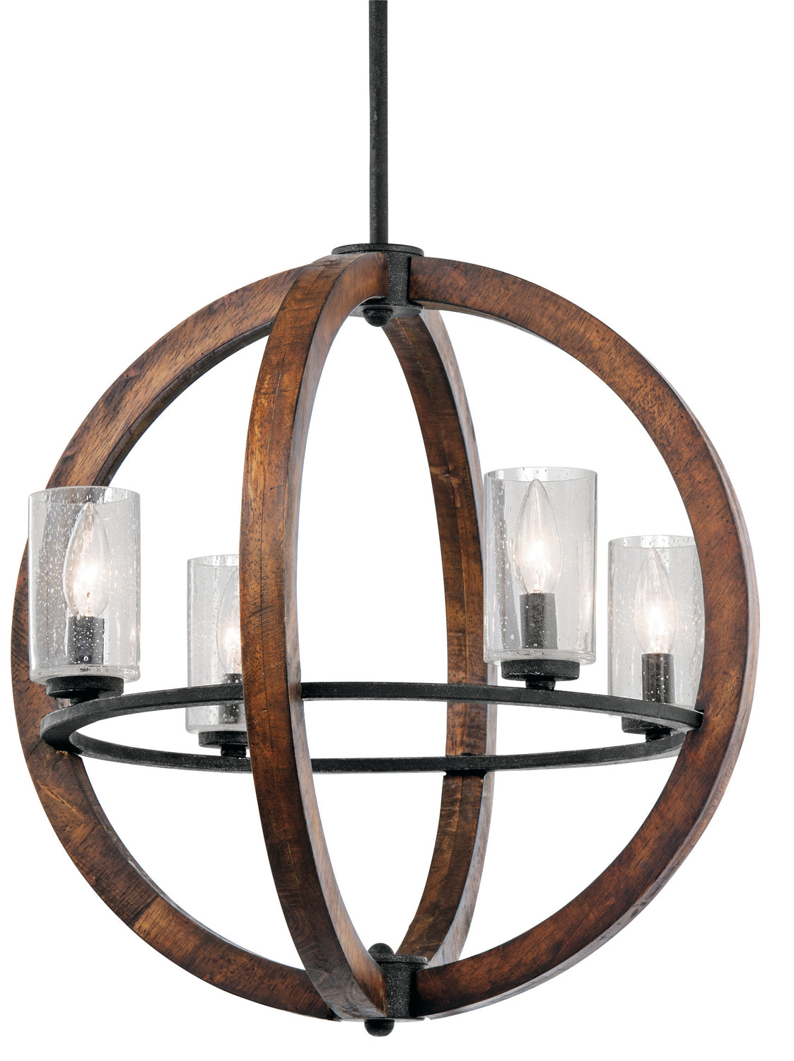 Grand Bank Four Light Chandelier in Auburn Stained