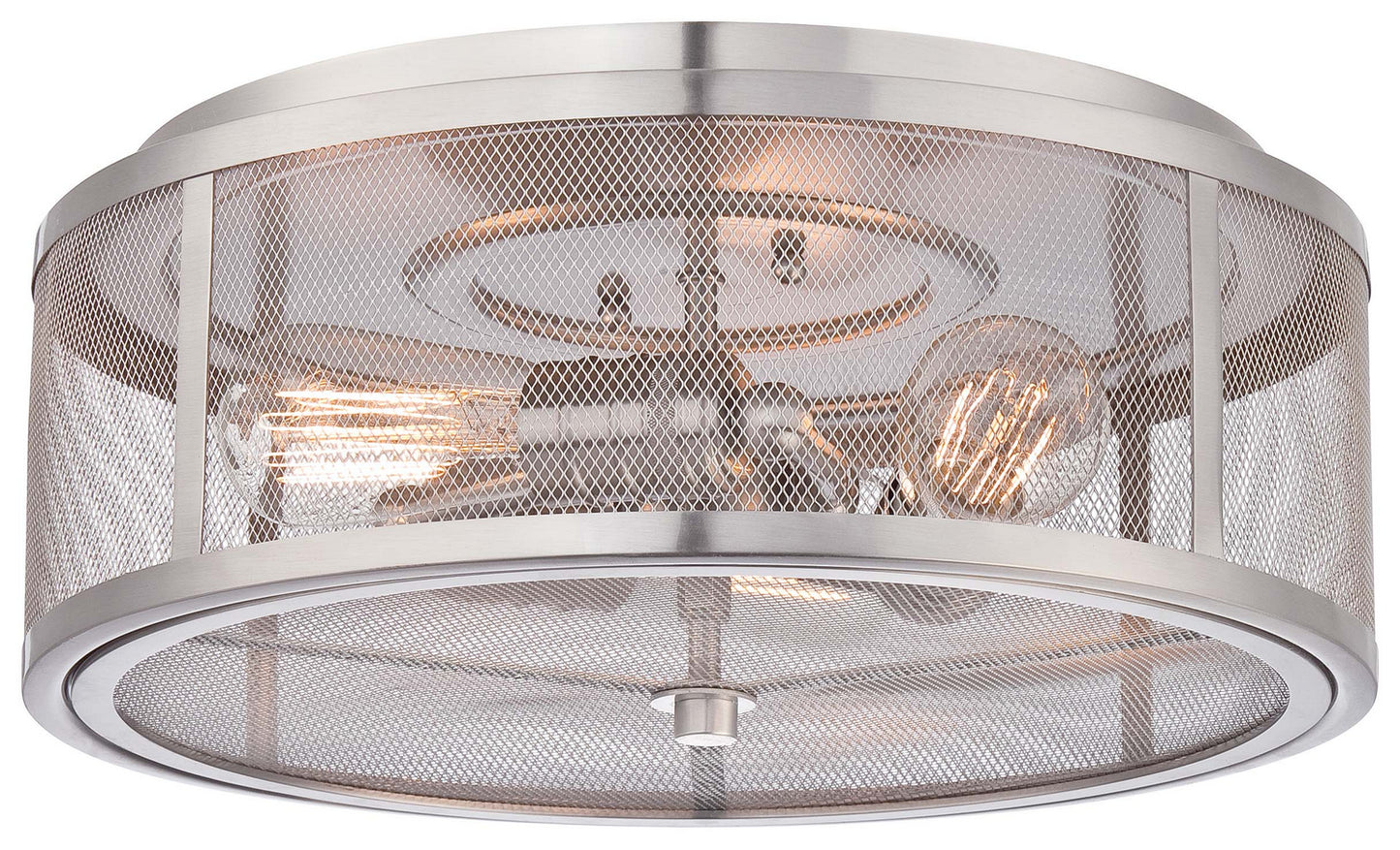 Downtown Edison Three Light Flush Mount in Brushed Nickel