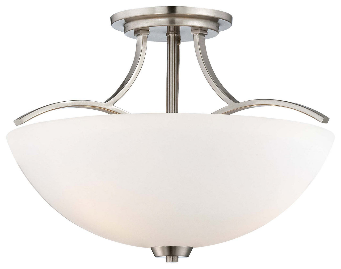 Overland Park Three Light Semi Flush Mount in Brushed Nickel