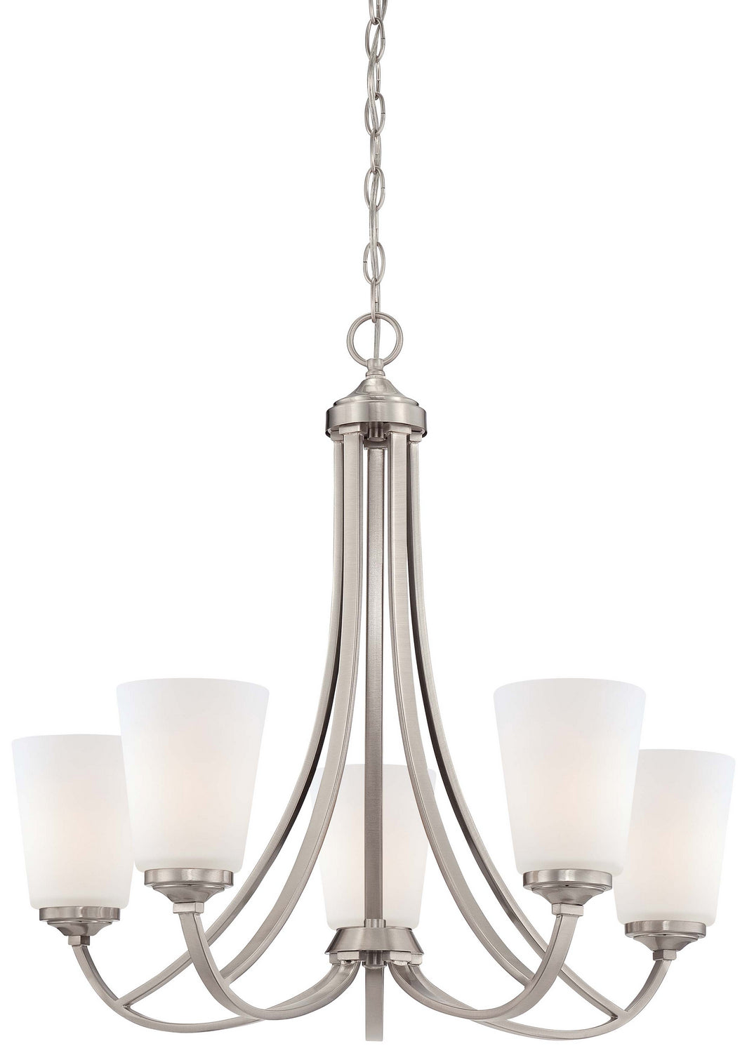 Overland Park Five Light Chandelier in Brushed Nickel