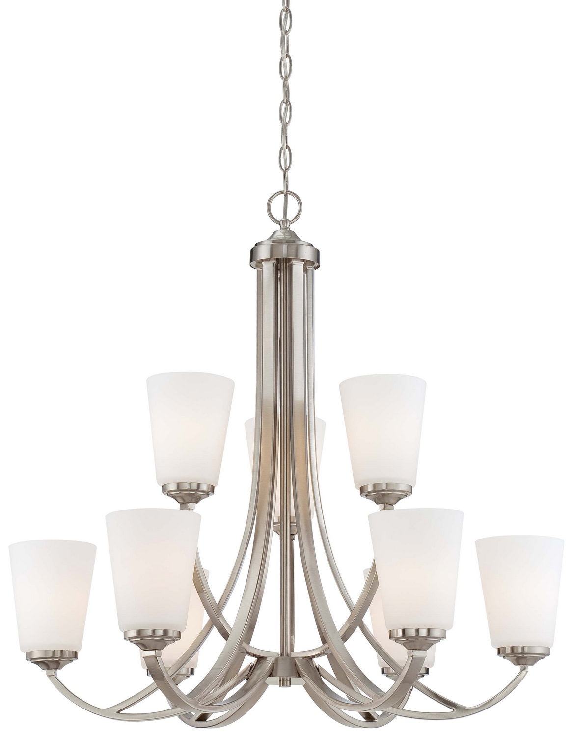 Overland Park Nine Light Chandelier in Brushed Nickel