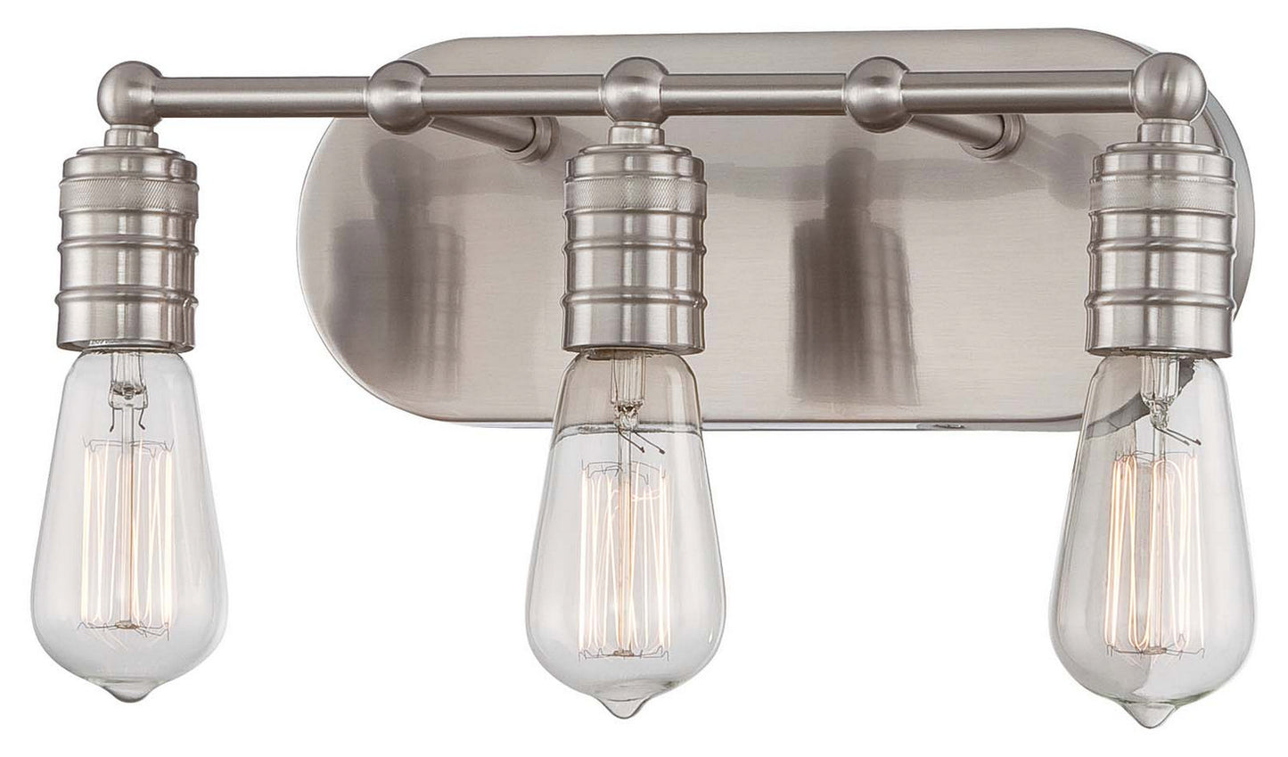 Downtown Edison Three Light Bath in Brushed Nickel