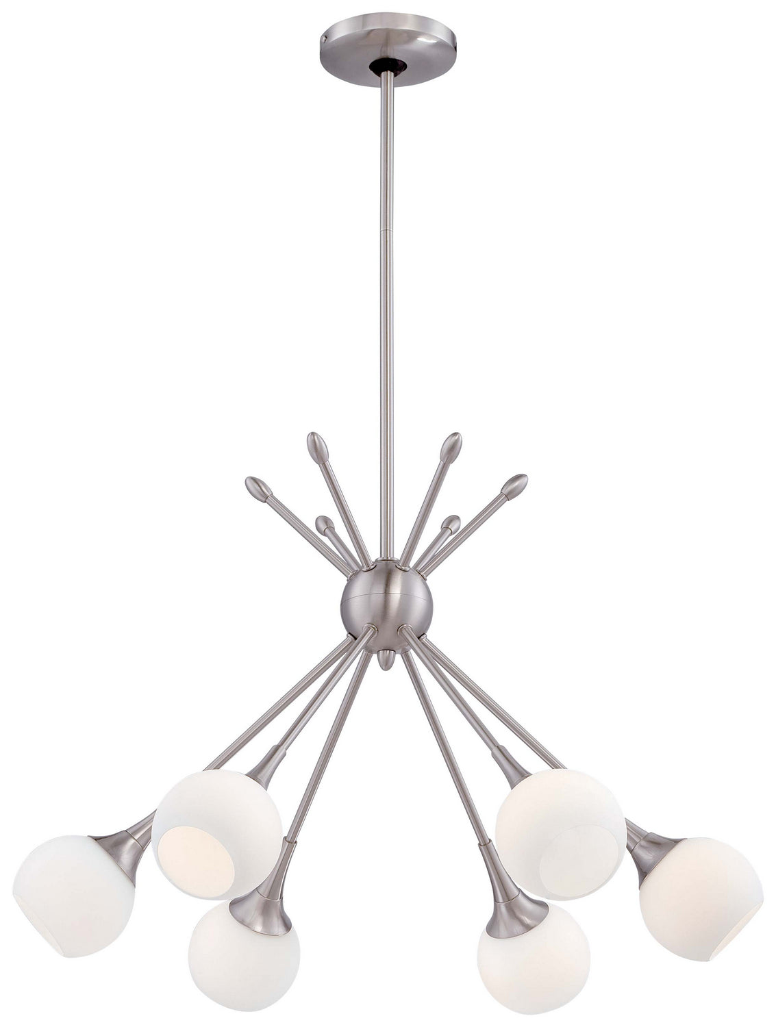 Pontil Six Light Chandelier in Brushed Nickel