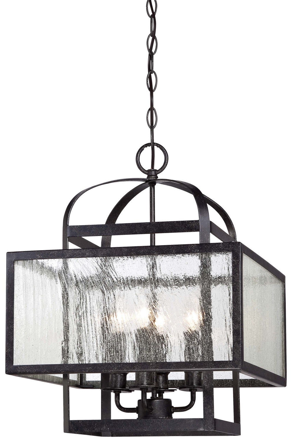 Camden Square Four Light Mini Chandelier in Aged Charcoal