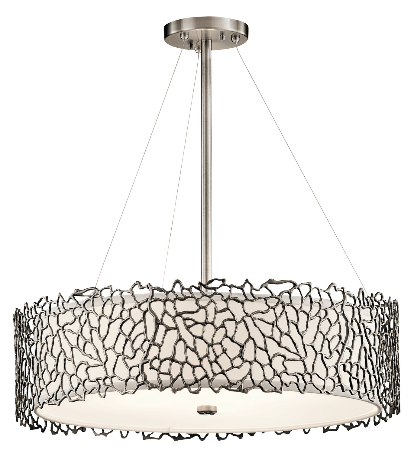 Silver Coral Four Light Chandelier in Classic Pewter
