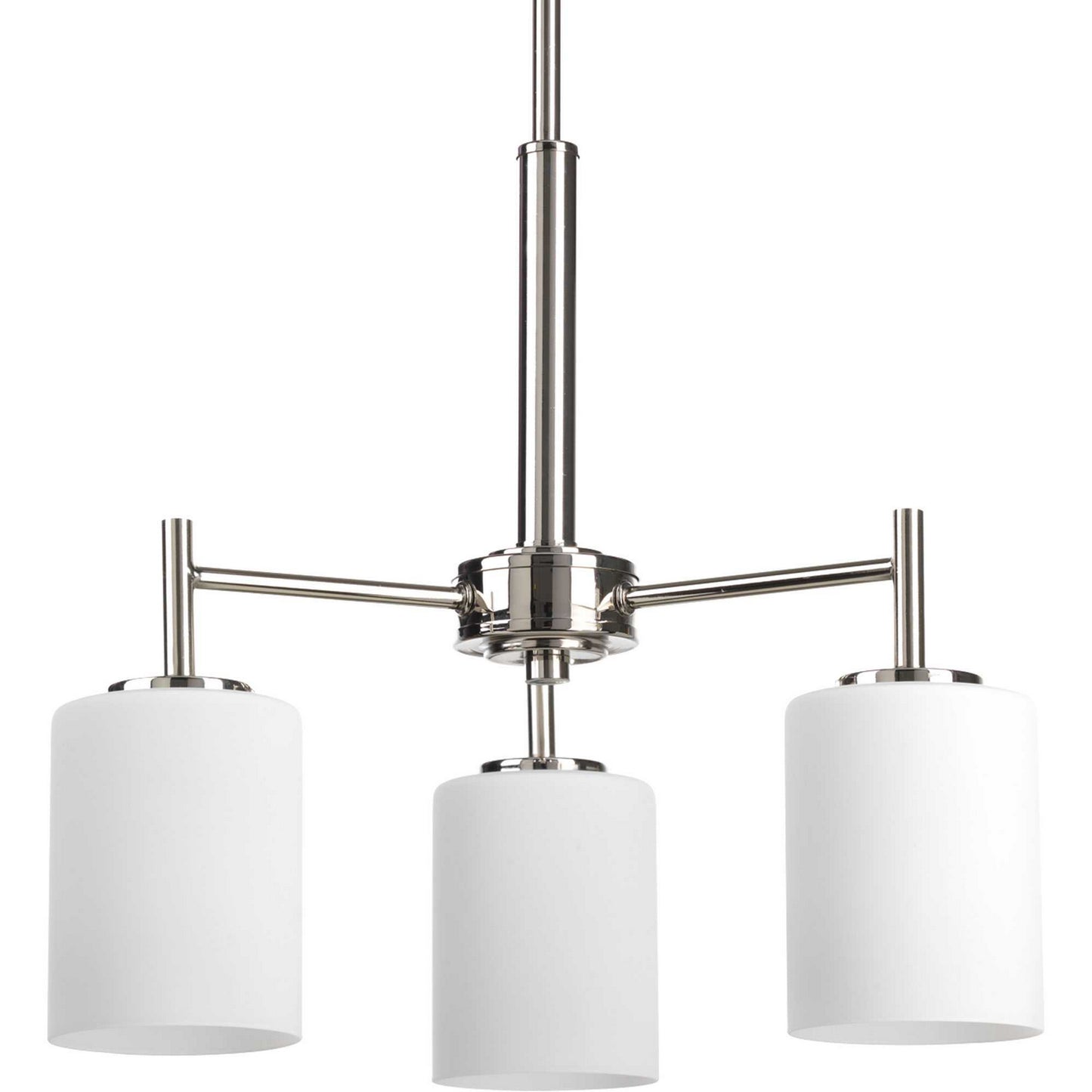 Replay Three Light Chandelier in Polished Nickel