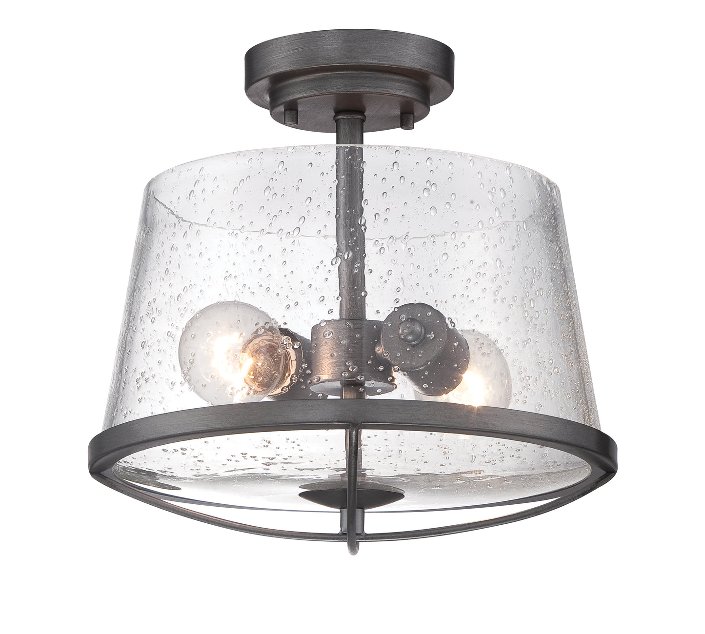 Darby Two Light Semi-Flush Mount in Weathered Iron