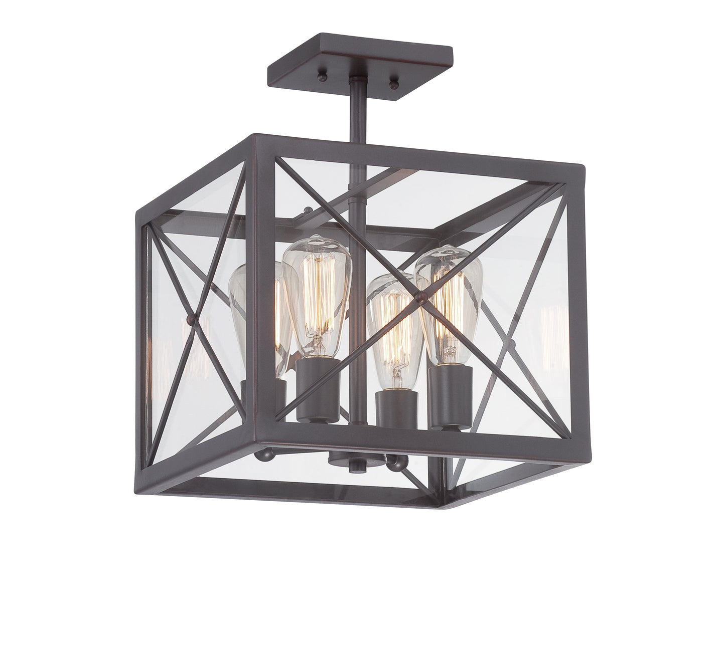 High Line Four Light Semi-Flush Mount in Satin Bronze