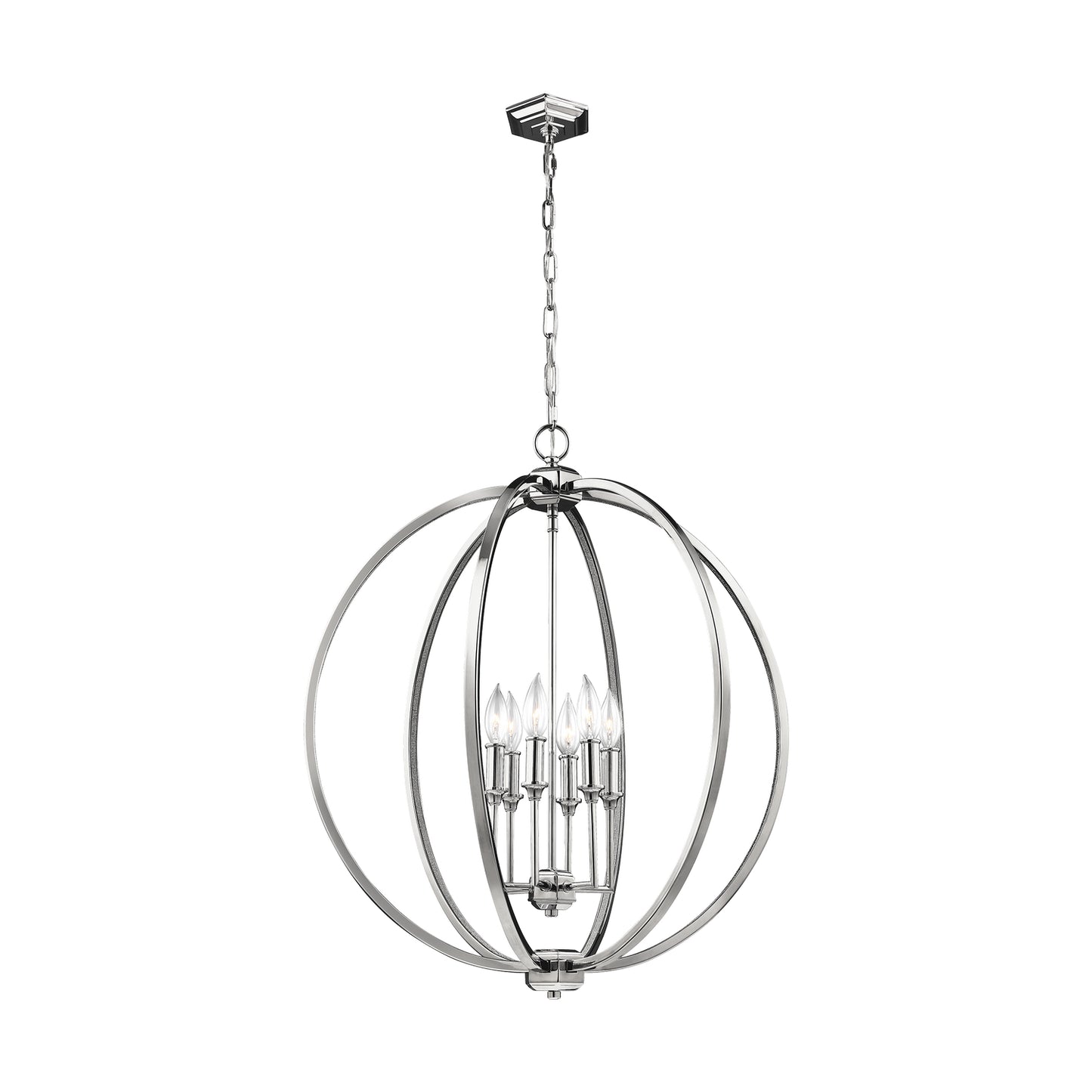 Corinne Six Light Pendant in Polished Nickel