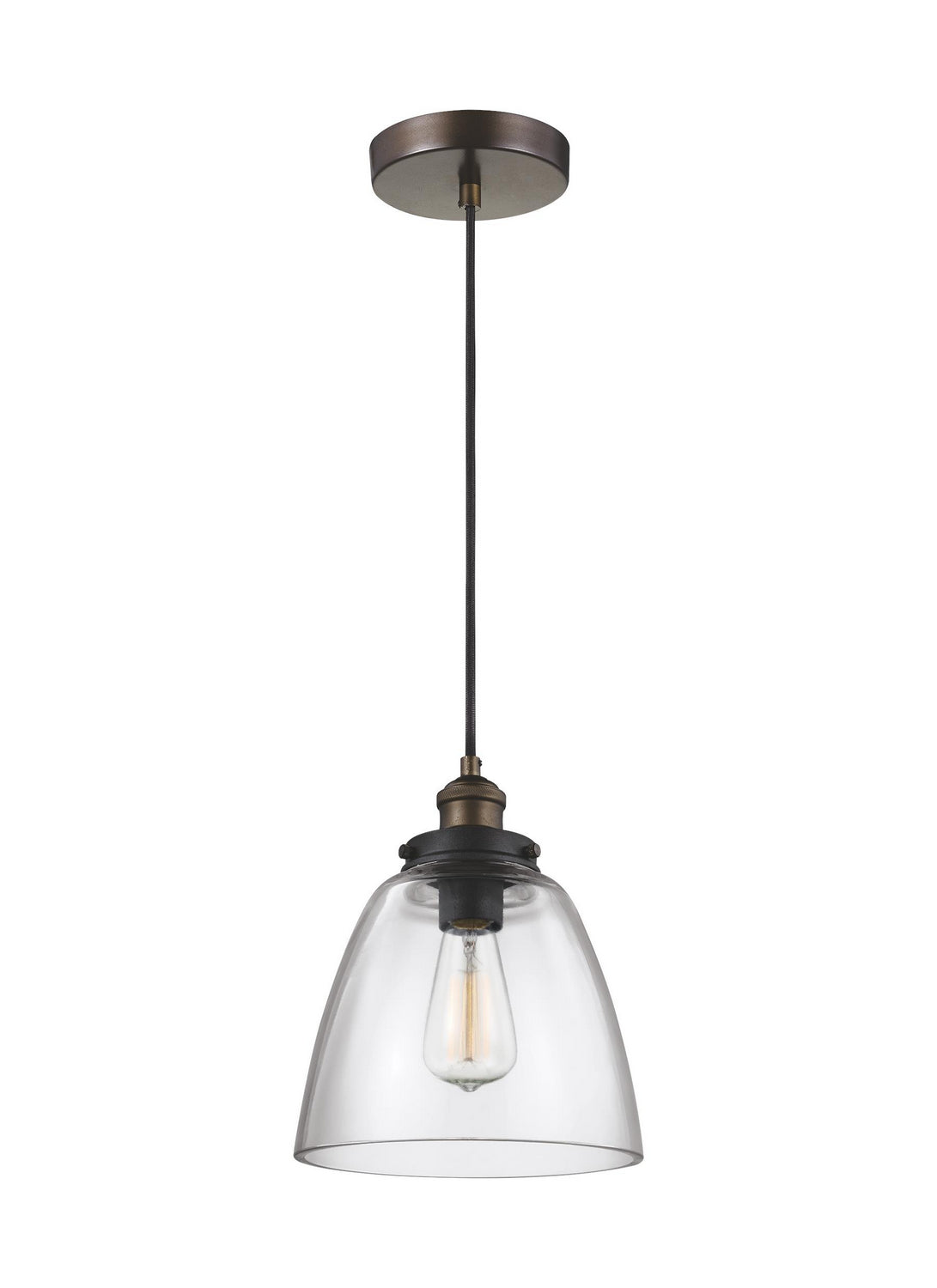 Baskin One Light Pendant in Painted Aged Brass / Dark Weathered Zinc