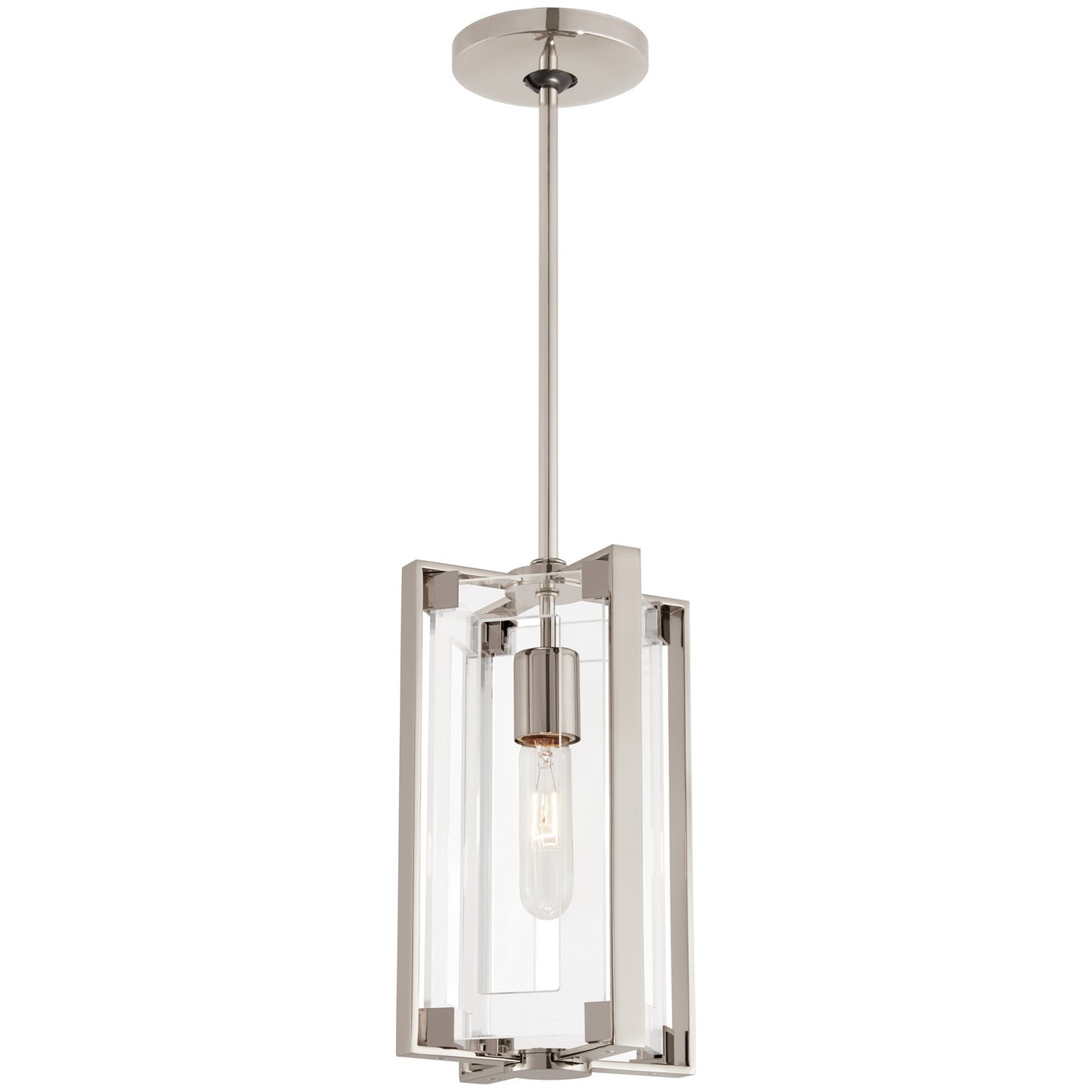Crystal-Clear One Light Mini Pendant in Polished Nickel