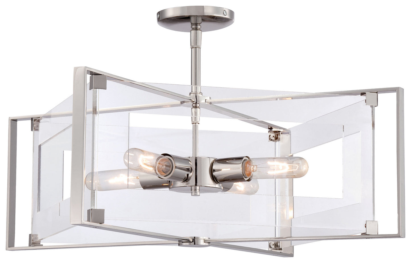 George Kovacs - P1403-613 - Four Light Convertible Semi Flush / Pendant - Crystal-Clear - Polished Nickel
