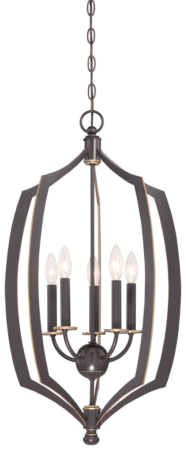 Middletown Five Light Pendant in Downton Bronze w/Gold Highlights