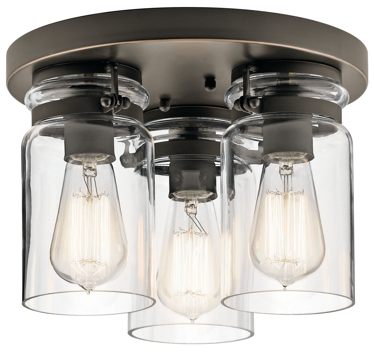 Brinley Three Light Flush Mount in Olde Bronze