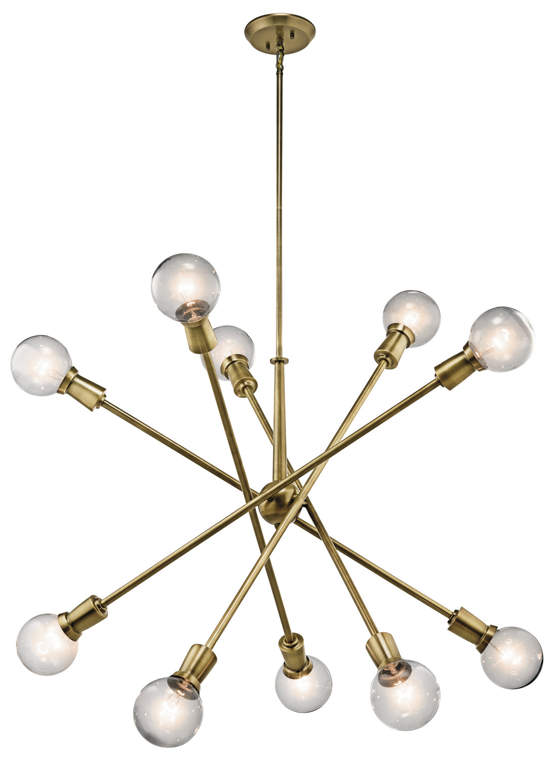 Armstrong Ten Light Chandelier in Natural Brass