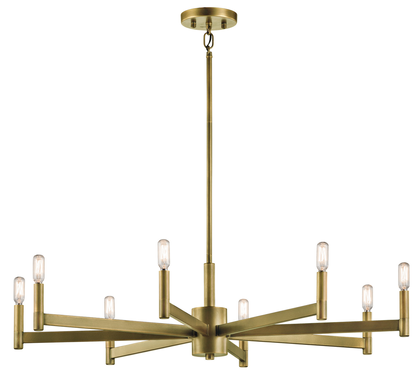 Erzo Eight Light Chandelier in Natural Brass