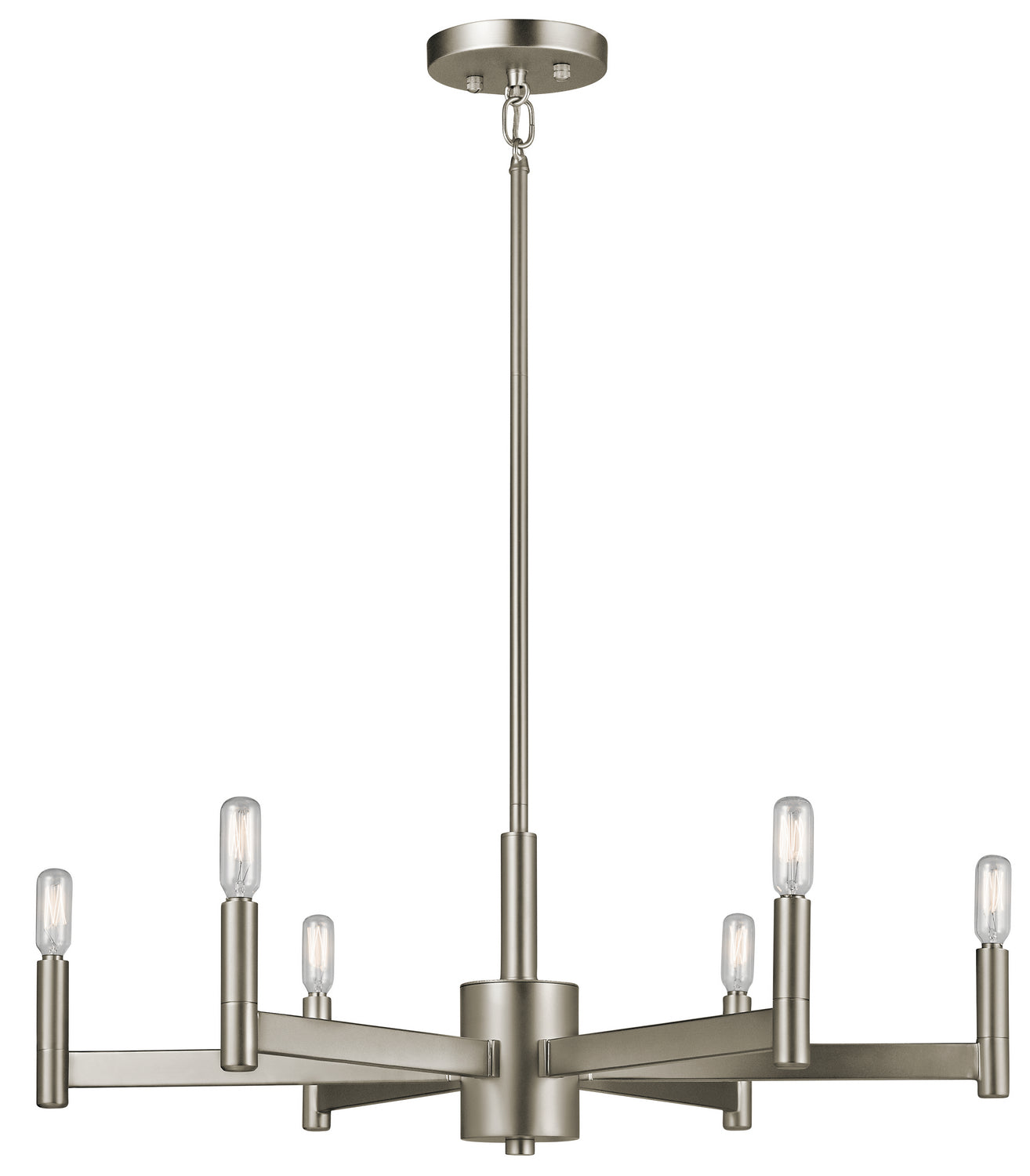 Erzo Six Light Chandelier in Satin Nickel