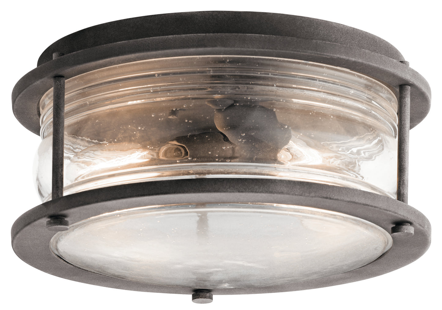 Ashland Bay Two Light Outdoor Ceiling Mount in Weathered Zinc