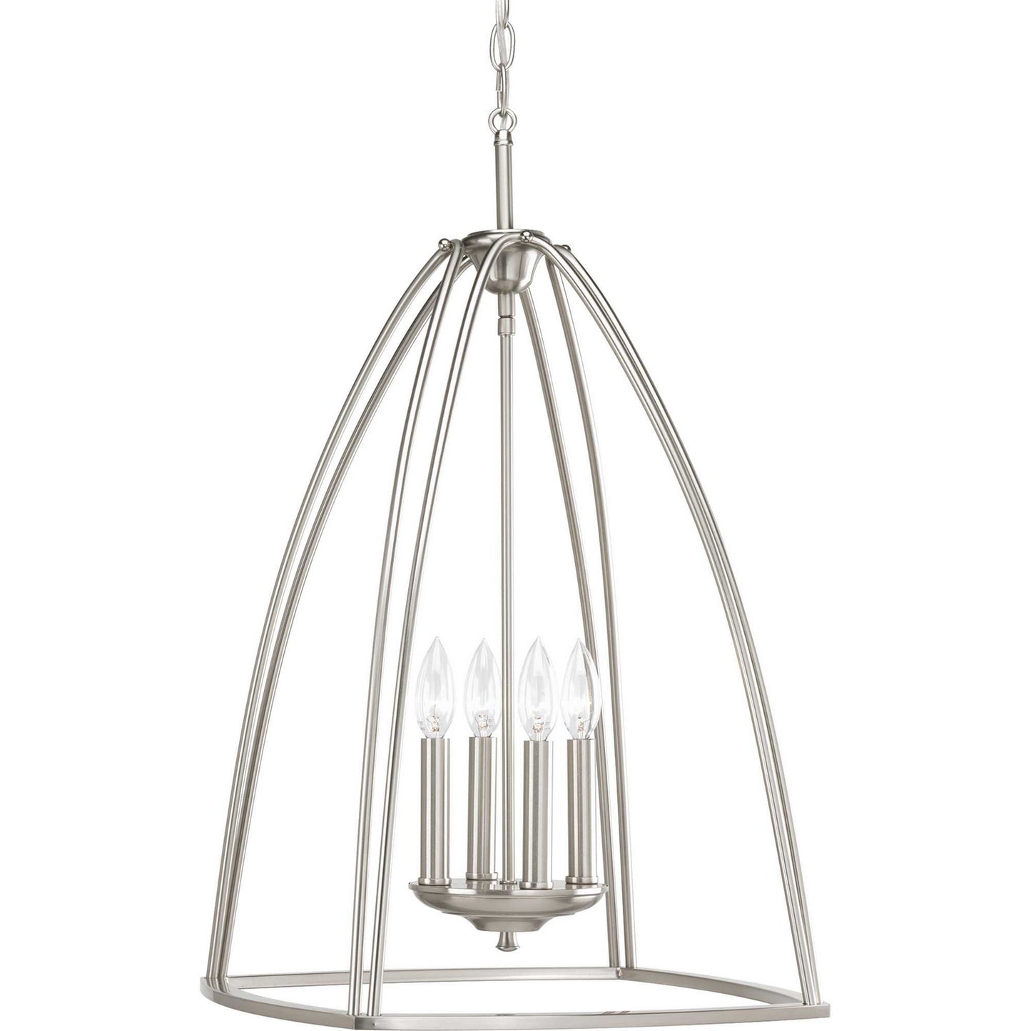 Tally Four Light Foyer Pendant in Brushed Nickel
