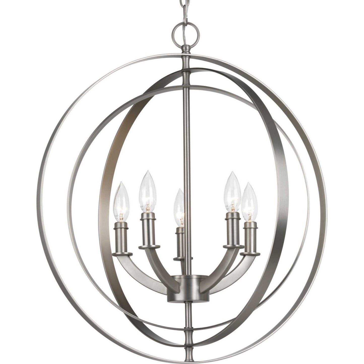 Equinox Five Light Chandelier in Burnished Silver