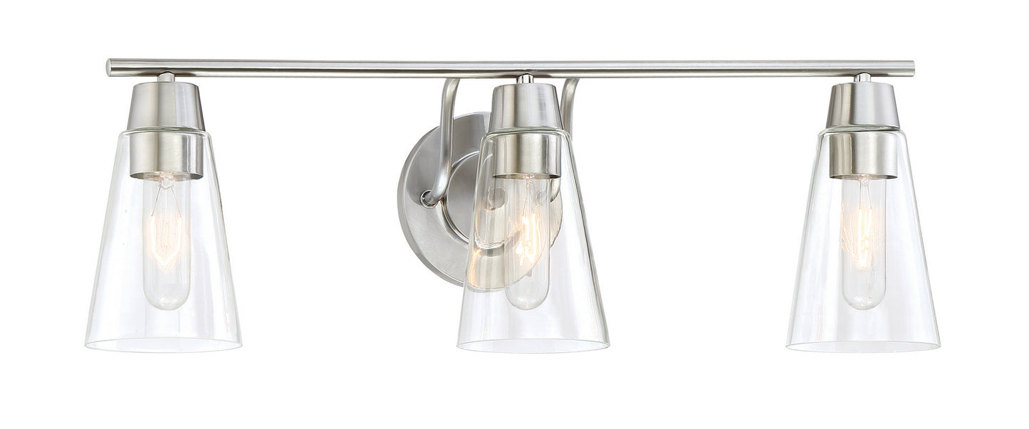 Echo Three Light Bath Bar in Satin Platinum