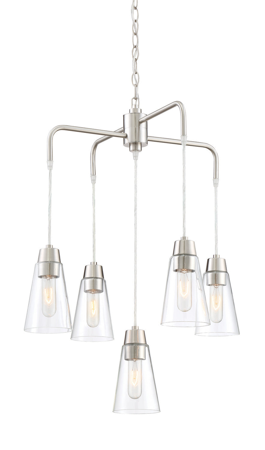 Echo Five Light Chandelier in Satin Platinum