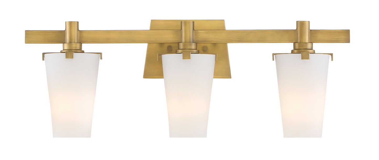 Hyde Park Three Light Bath Bar in Vintage Gold