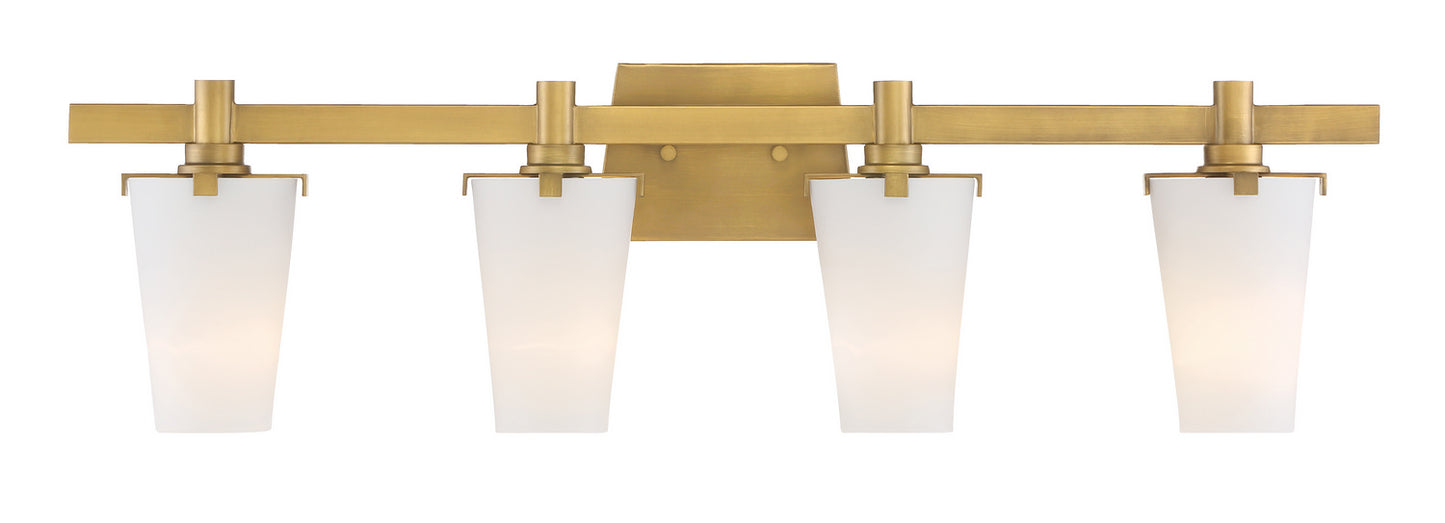 Hyde Park Four Light Bath Bar in Vintage Gold