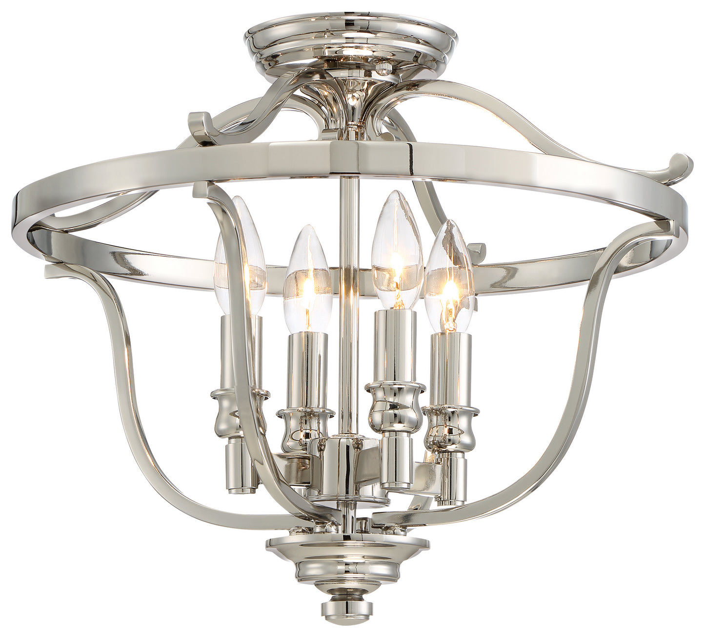 Audrey's Point Four Light Semi Flush Mount in Polished Nickel
