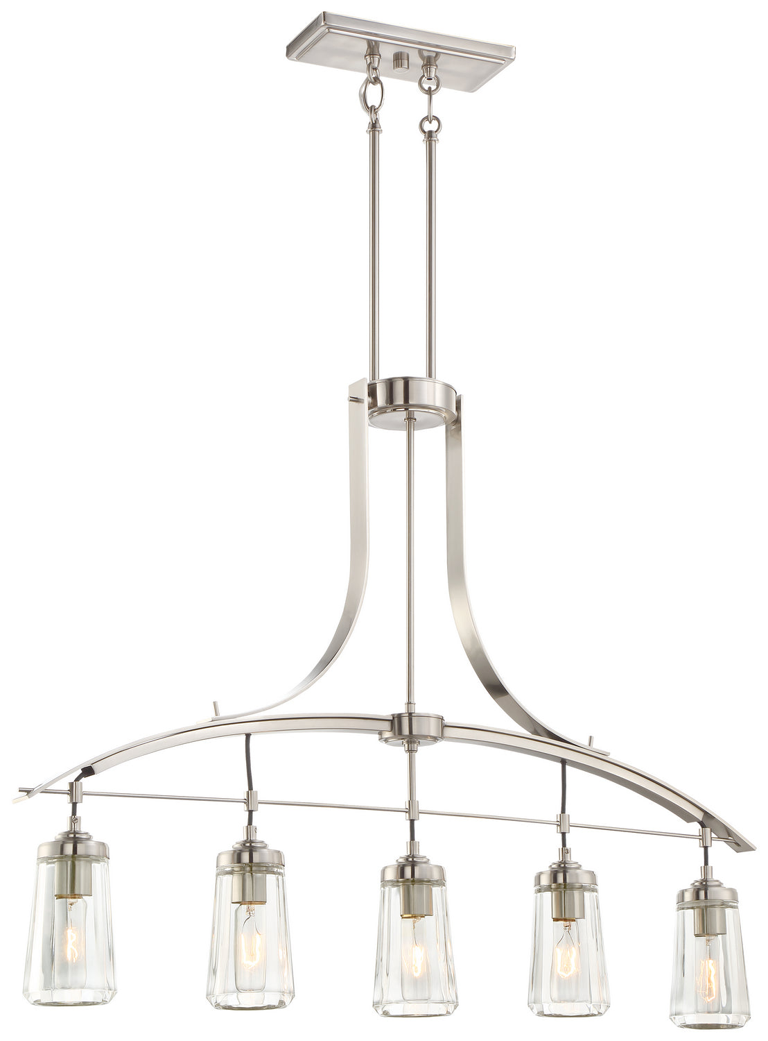 Poleis Five Light Island Pendant in Brushed Nickel