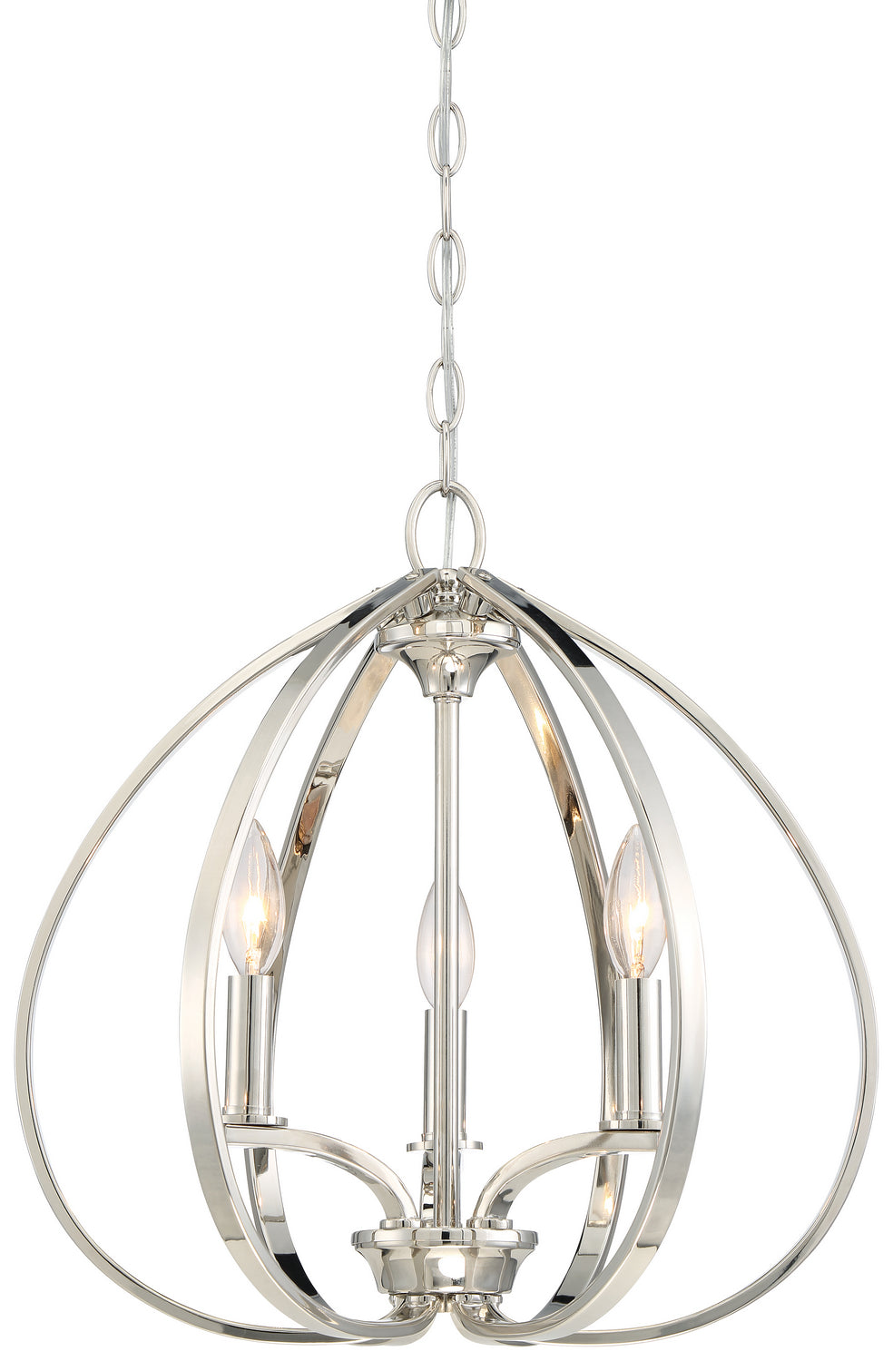 Tilbury Three Light Pendant in Polished Nickel