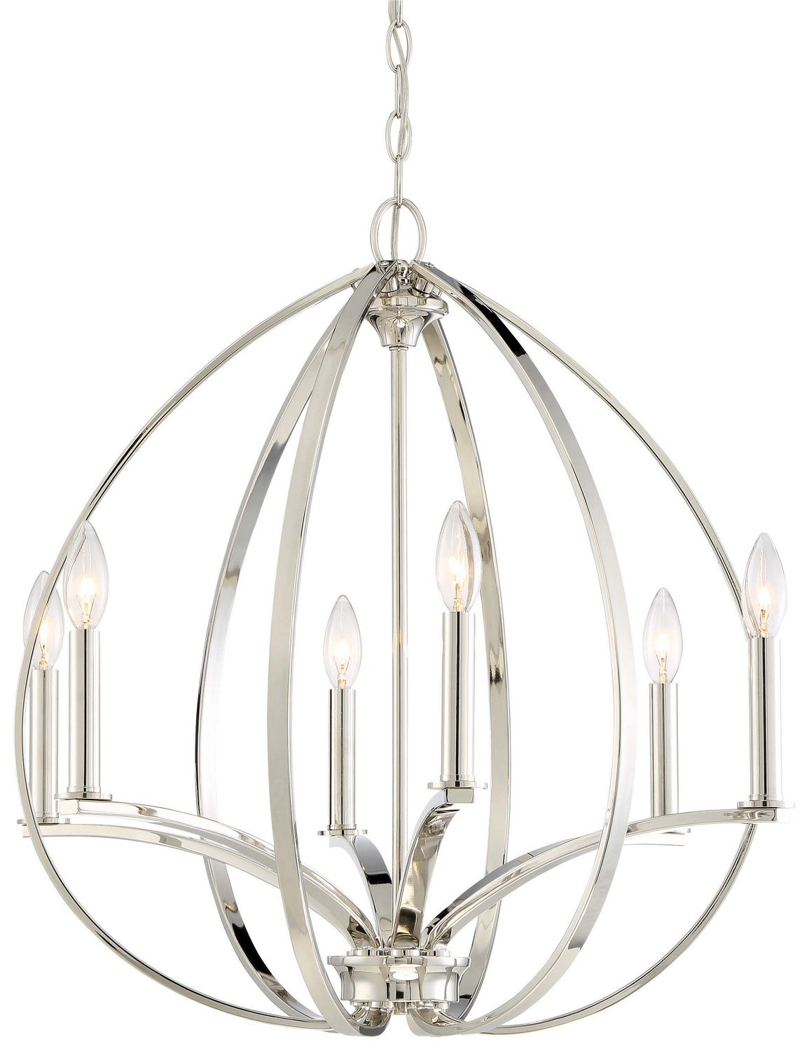 Tilbury Six Light Chandelier in Polished Nickel