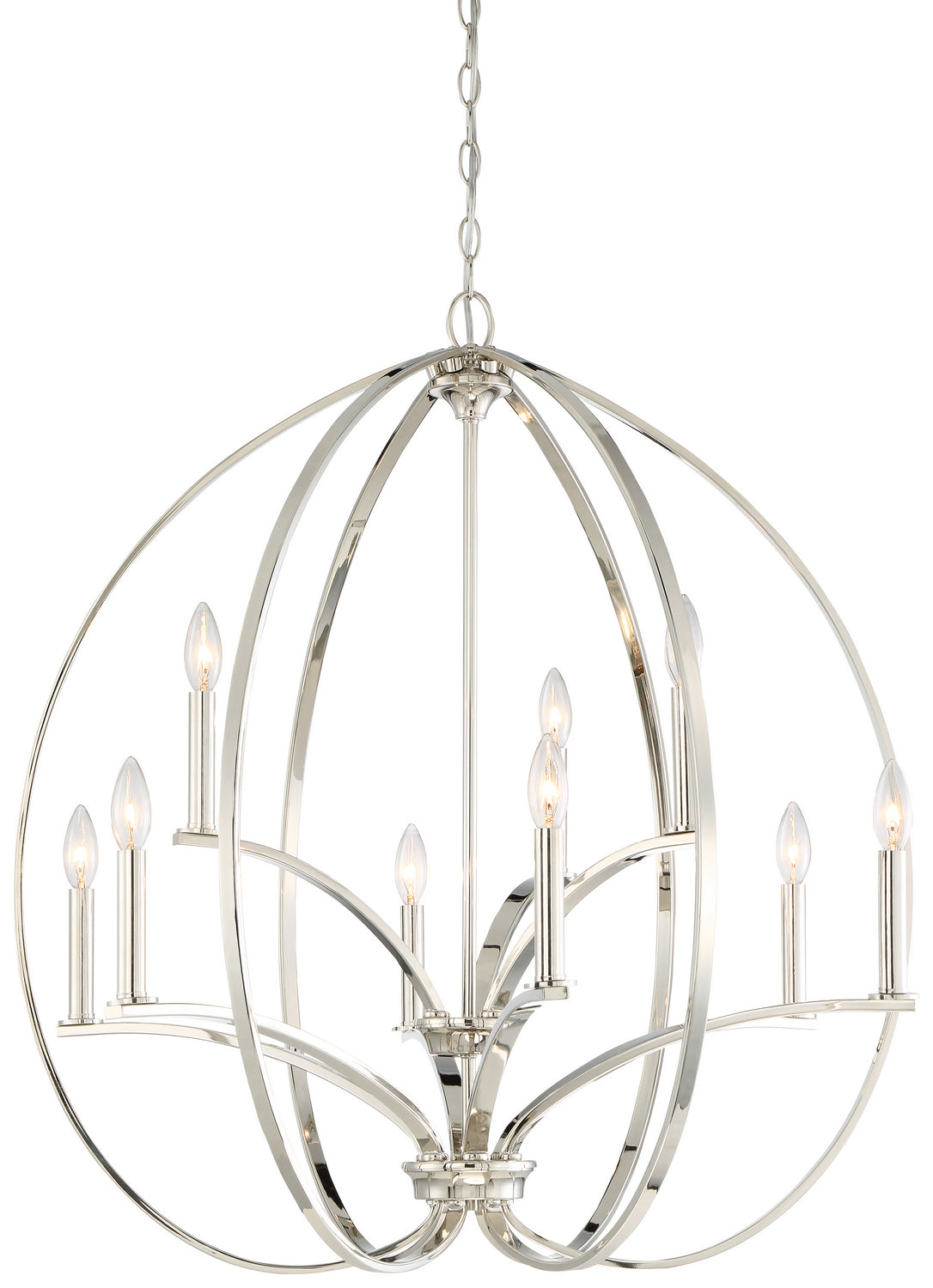 Tilbury Nine Light Chandelier in Polished Nickel