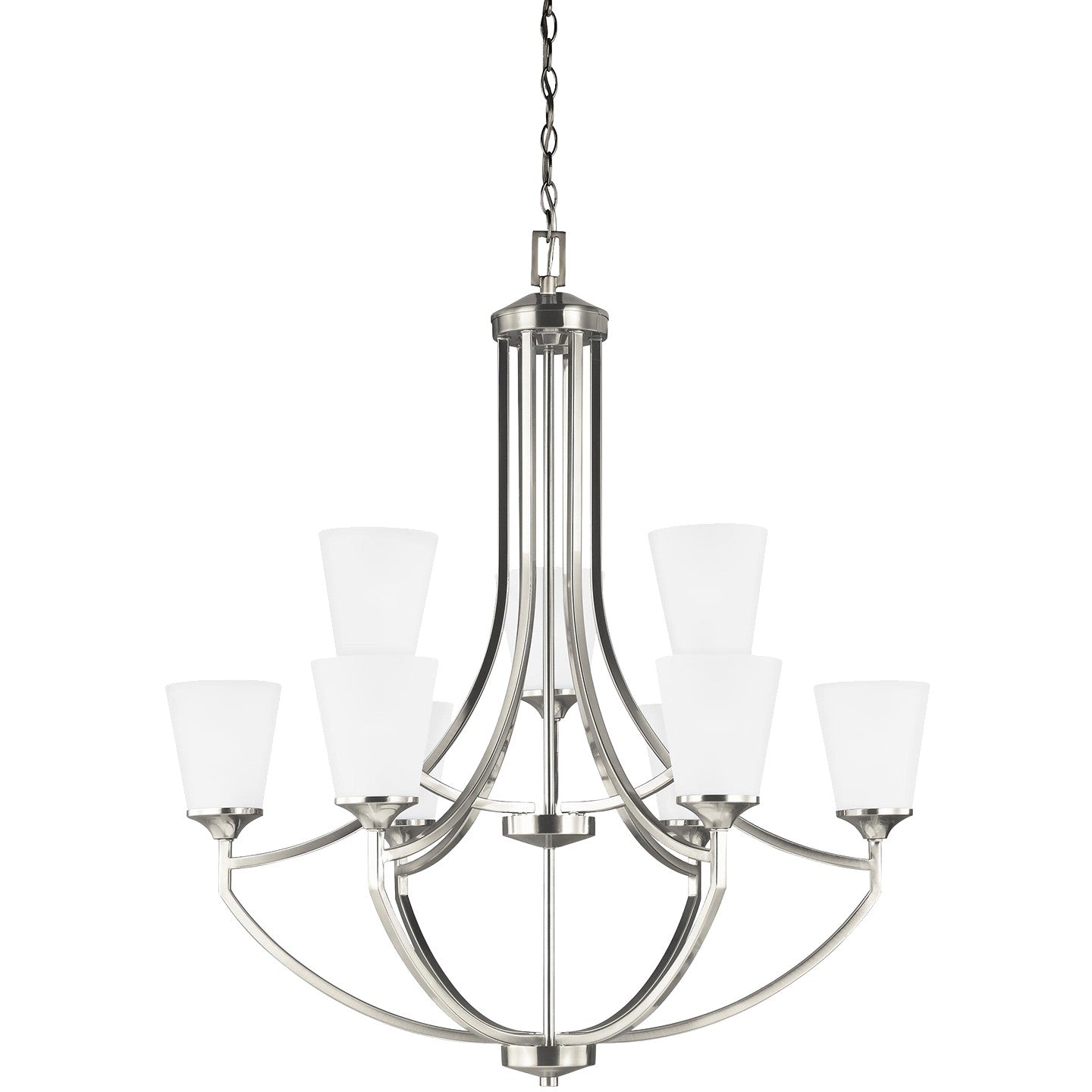 Hanford Nine Light Chandelier in Brushed Nickel