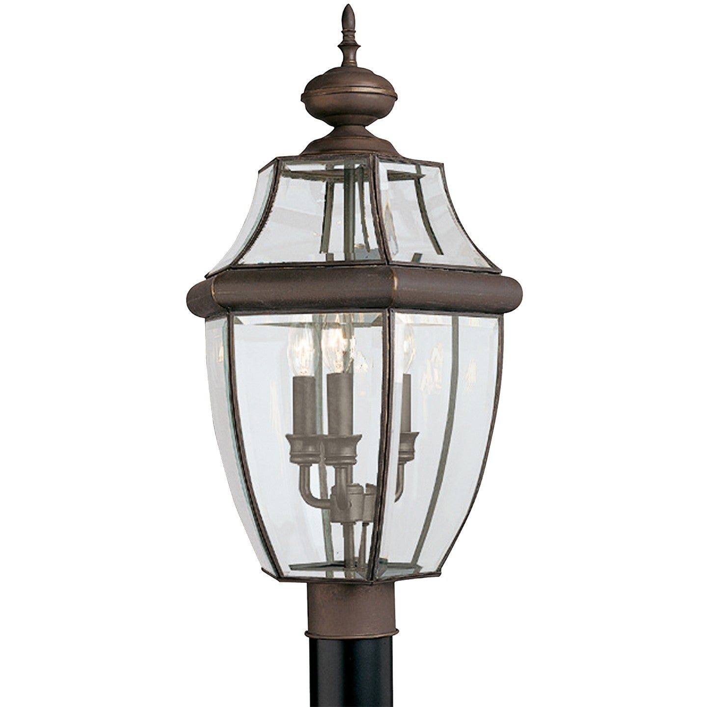 Lancaster Three Light Outdoor Post Lantern in Antique Bronze