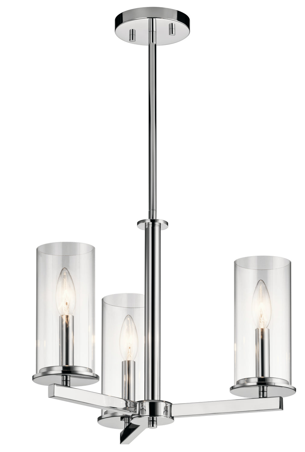 Crosby Three Light Chandelier/Semi Flush in Chrome