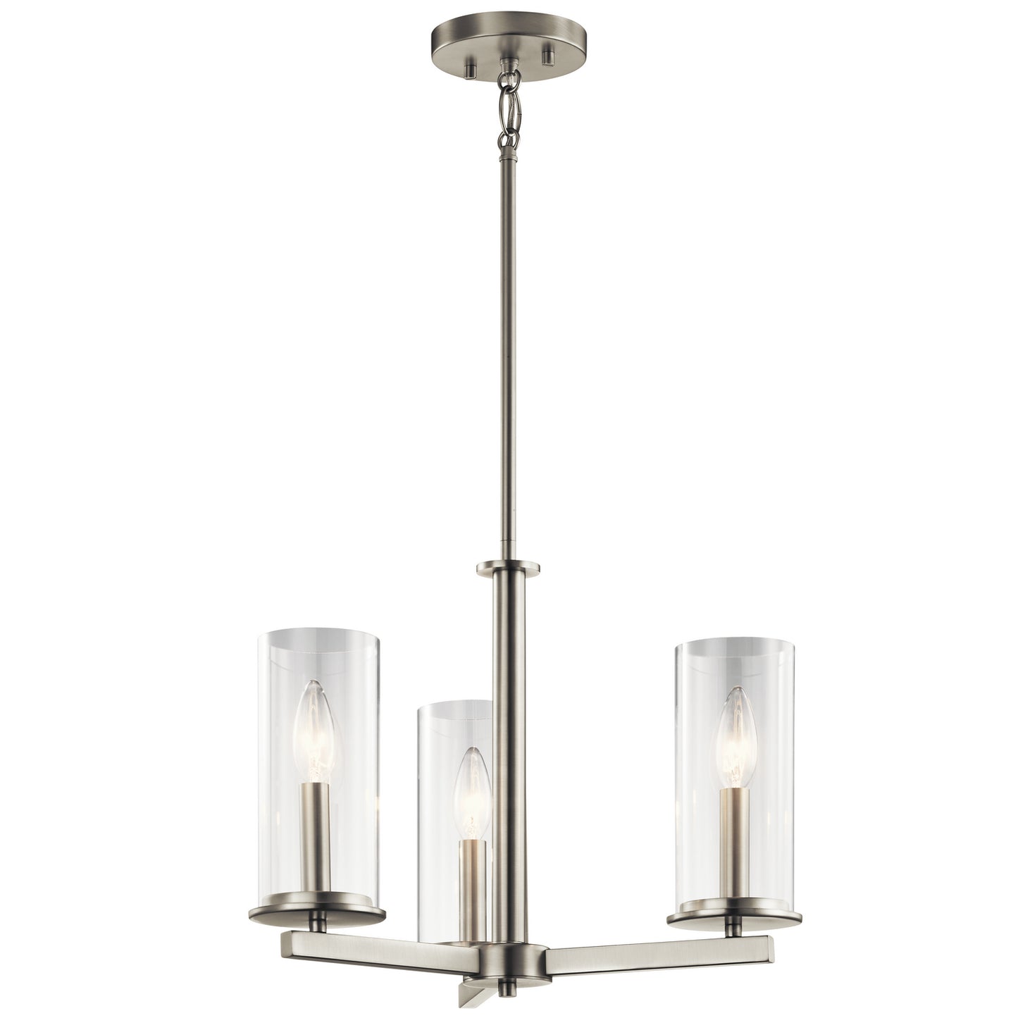 Crosby Three Light Chandelier/Semi Flush in Brushed Nickel