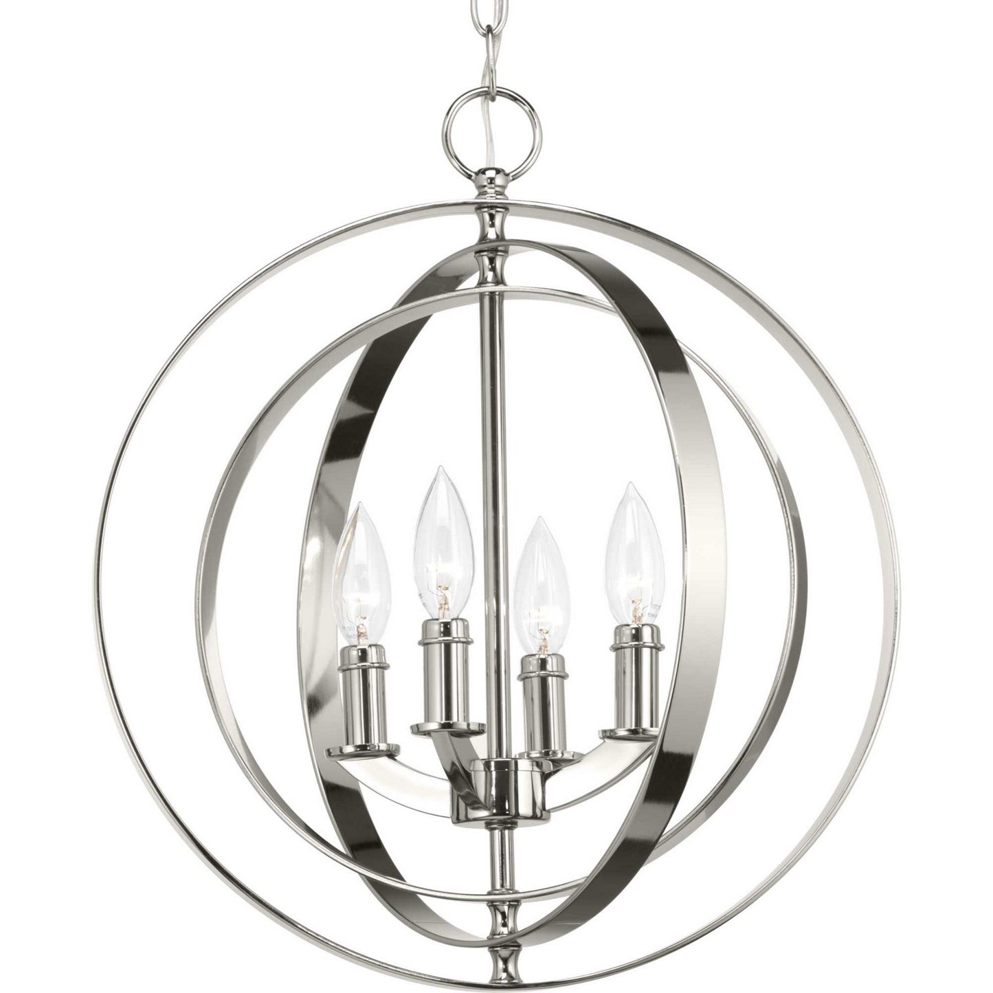 Equinox Four Light Pendant in Polished Nickel